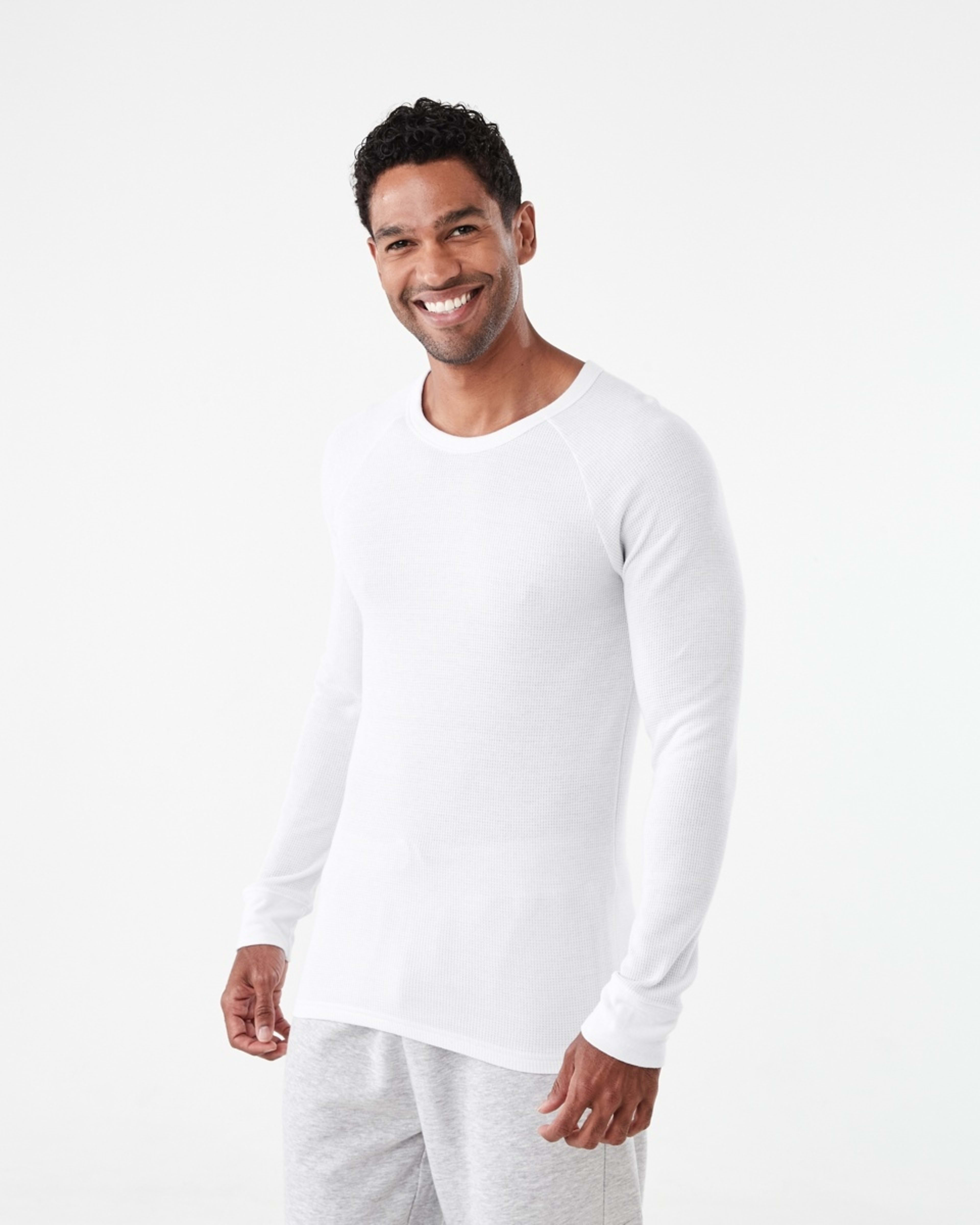 2 Long Sleeve Mini Waffle Thermal Top White, 2 of 5