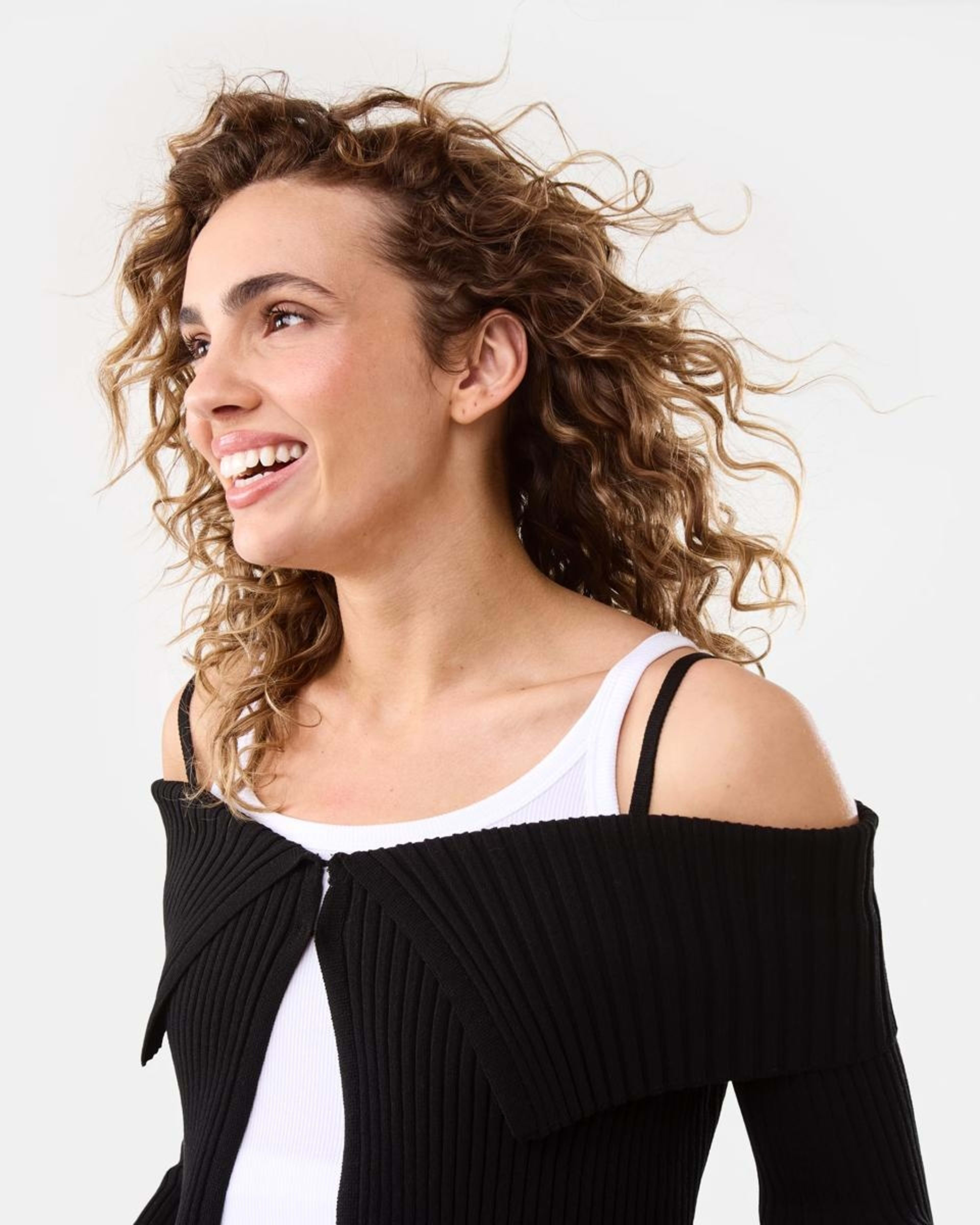 5 Long Sleeve Trim Rib Cardigan BLACK, 5 of 6