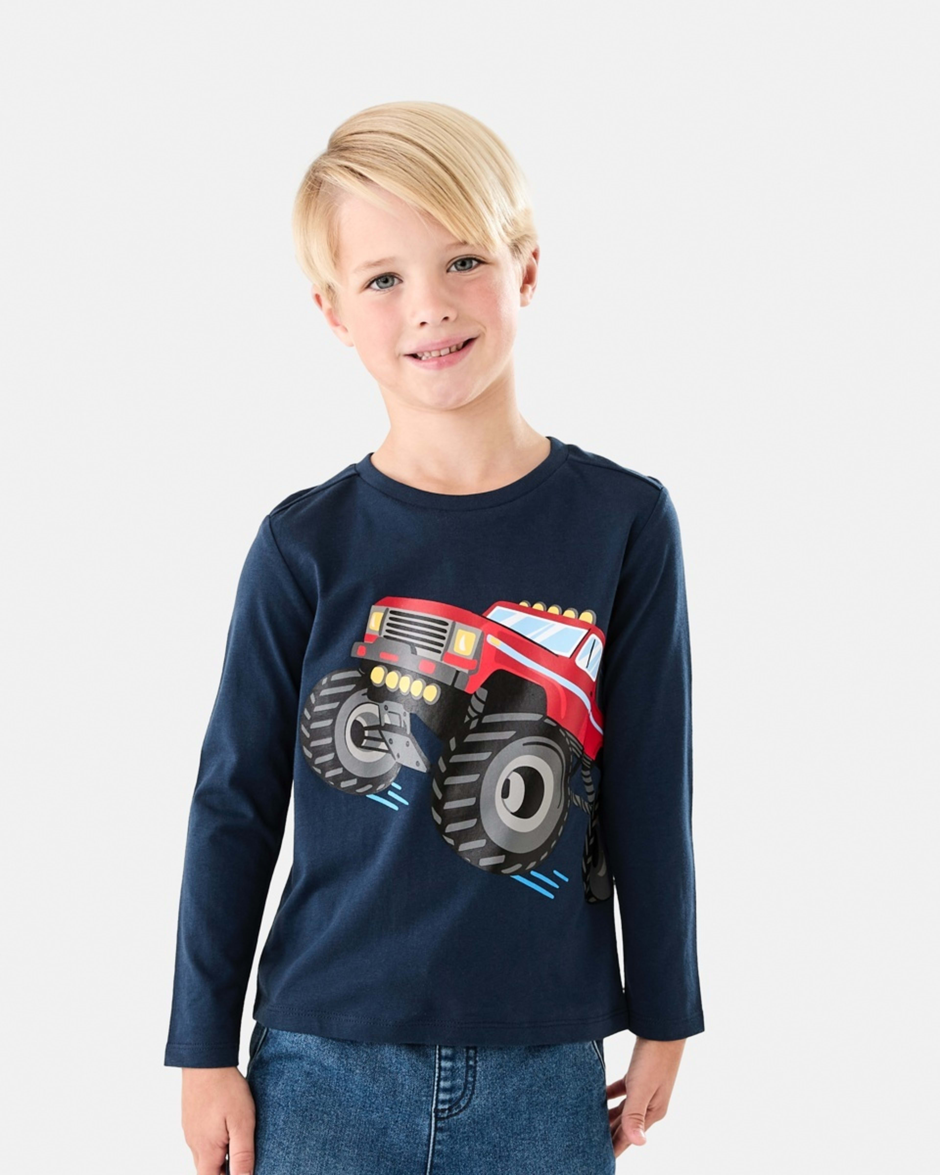 1 Long Sleeve Print T-shirt Blu Monste, 1 of 9