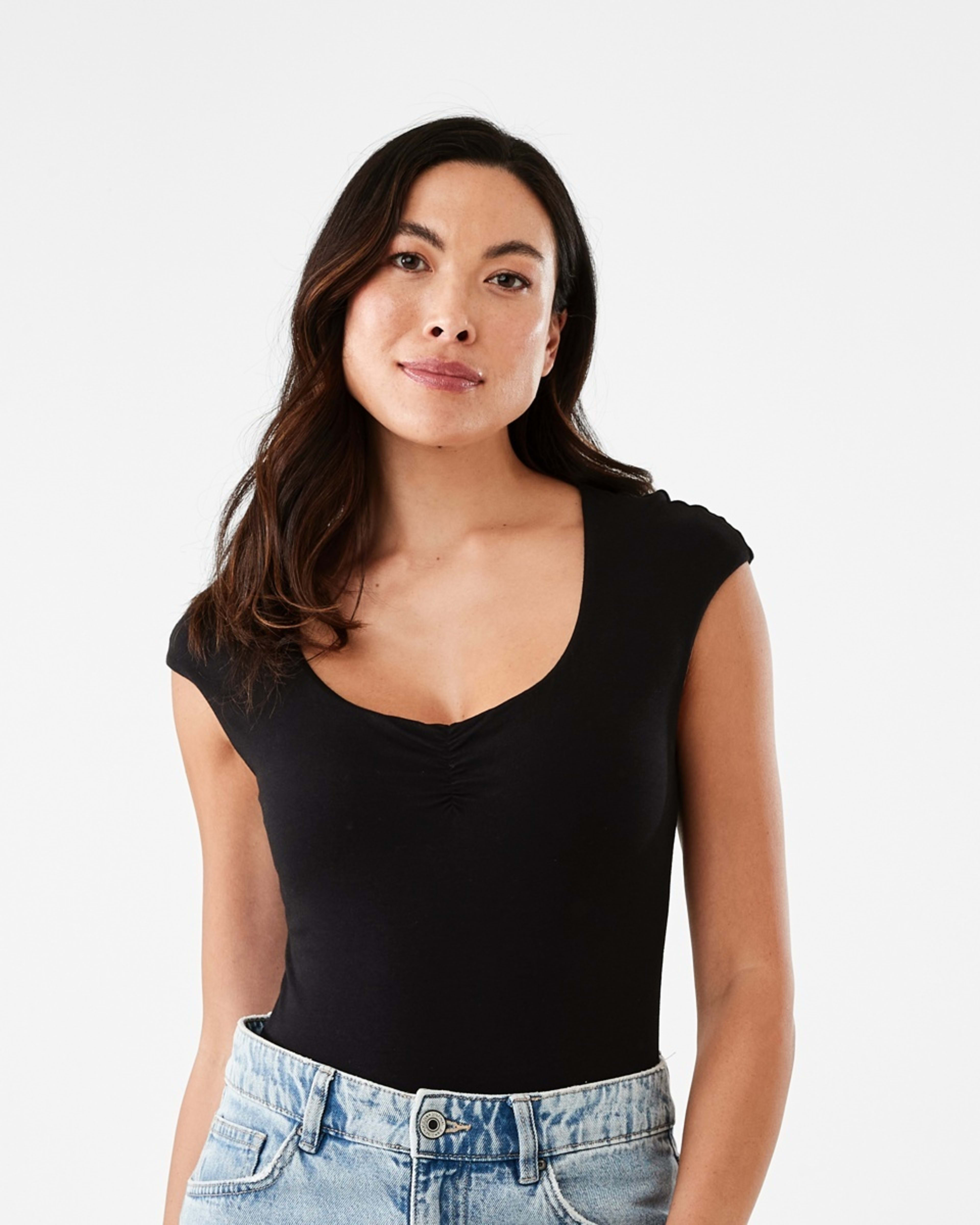 2 Cap Sleeve Bodysuit Black, 2 of 6