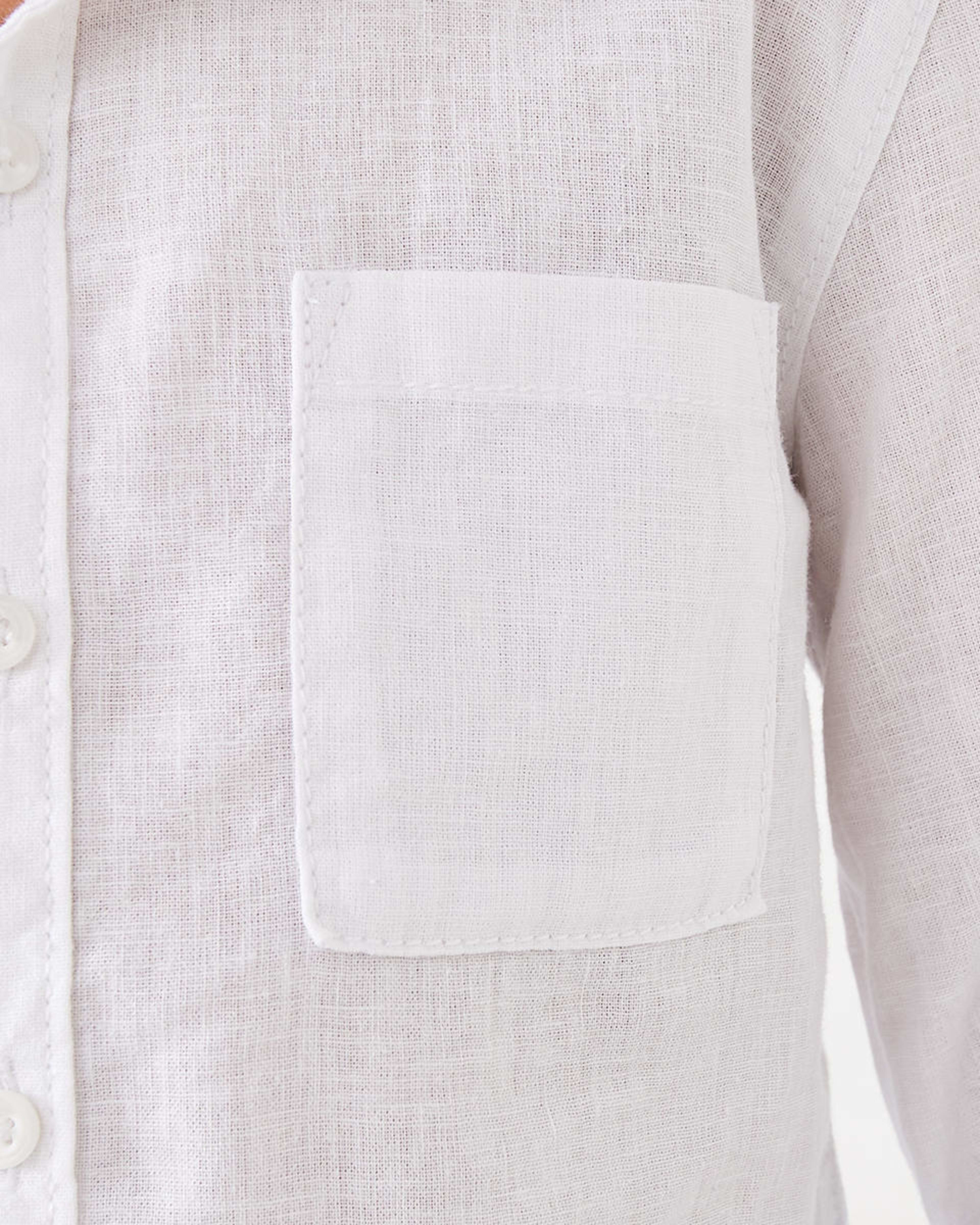 4 Long Sleeve Linen Shirt White, 4 of 9