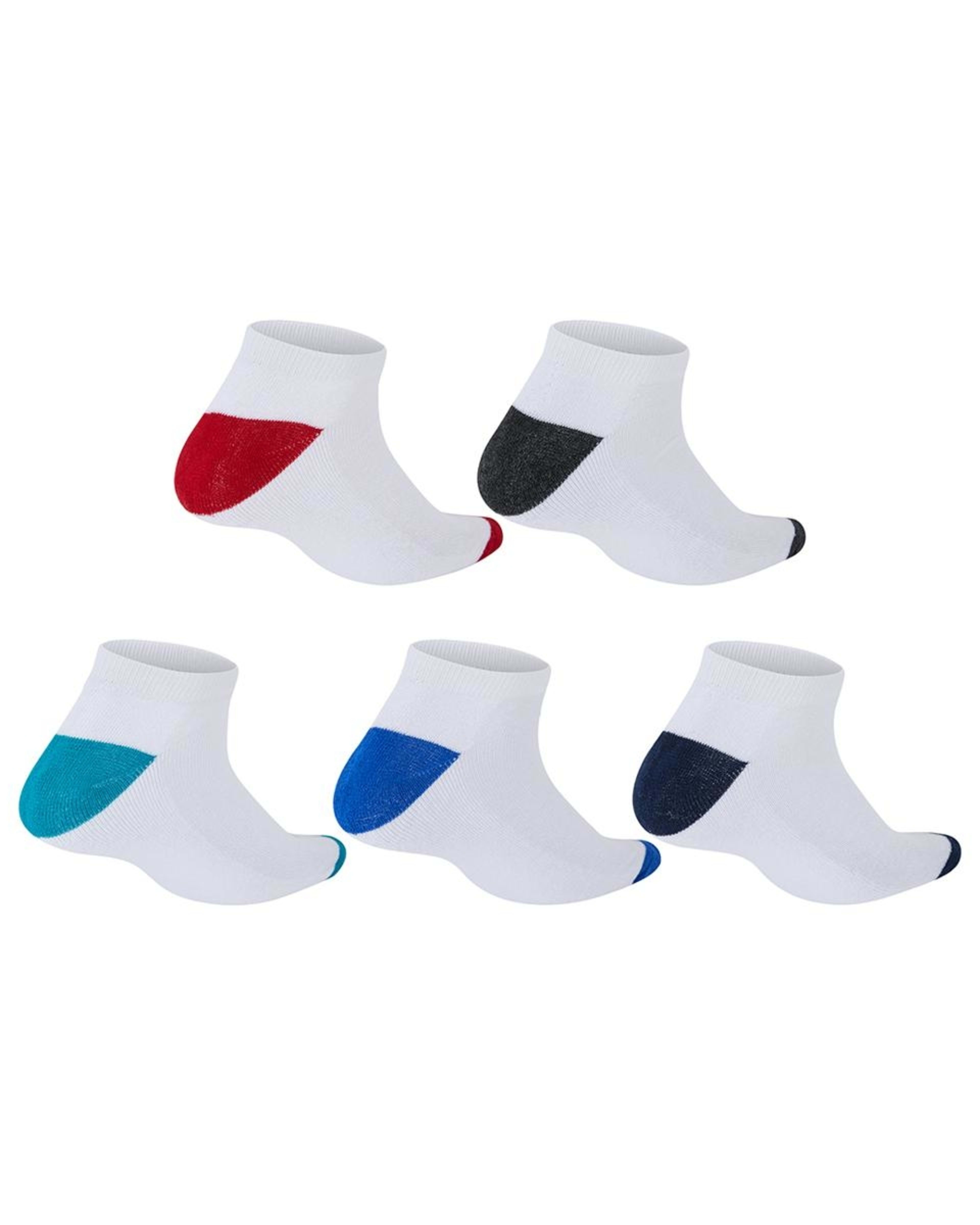 2 5 Pack Low Cut Sport Socks WHITE COLOUR HEEL, 2 of 3