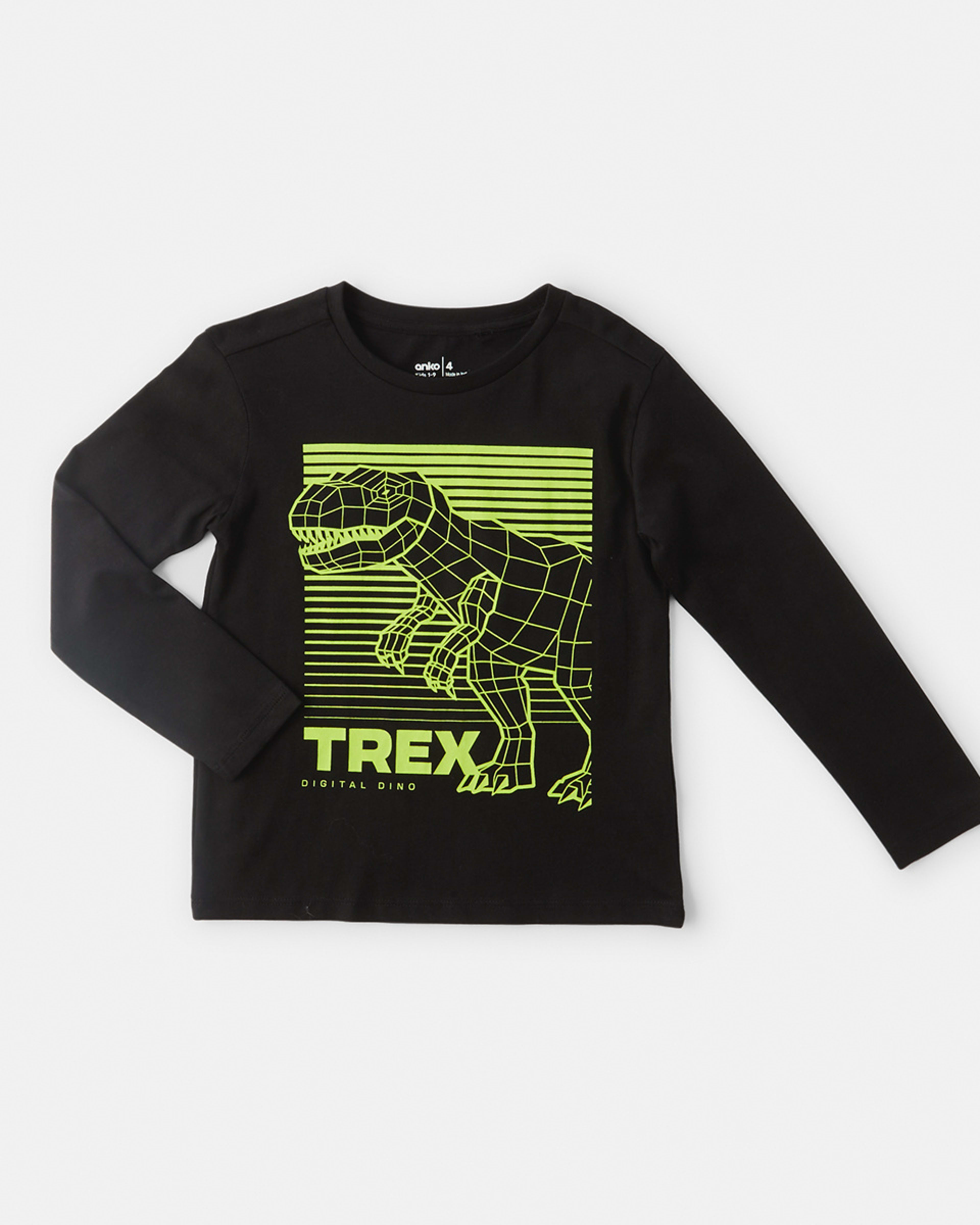 7 Long Sleeve Print T-shirt Black Dino, 7 of 8