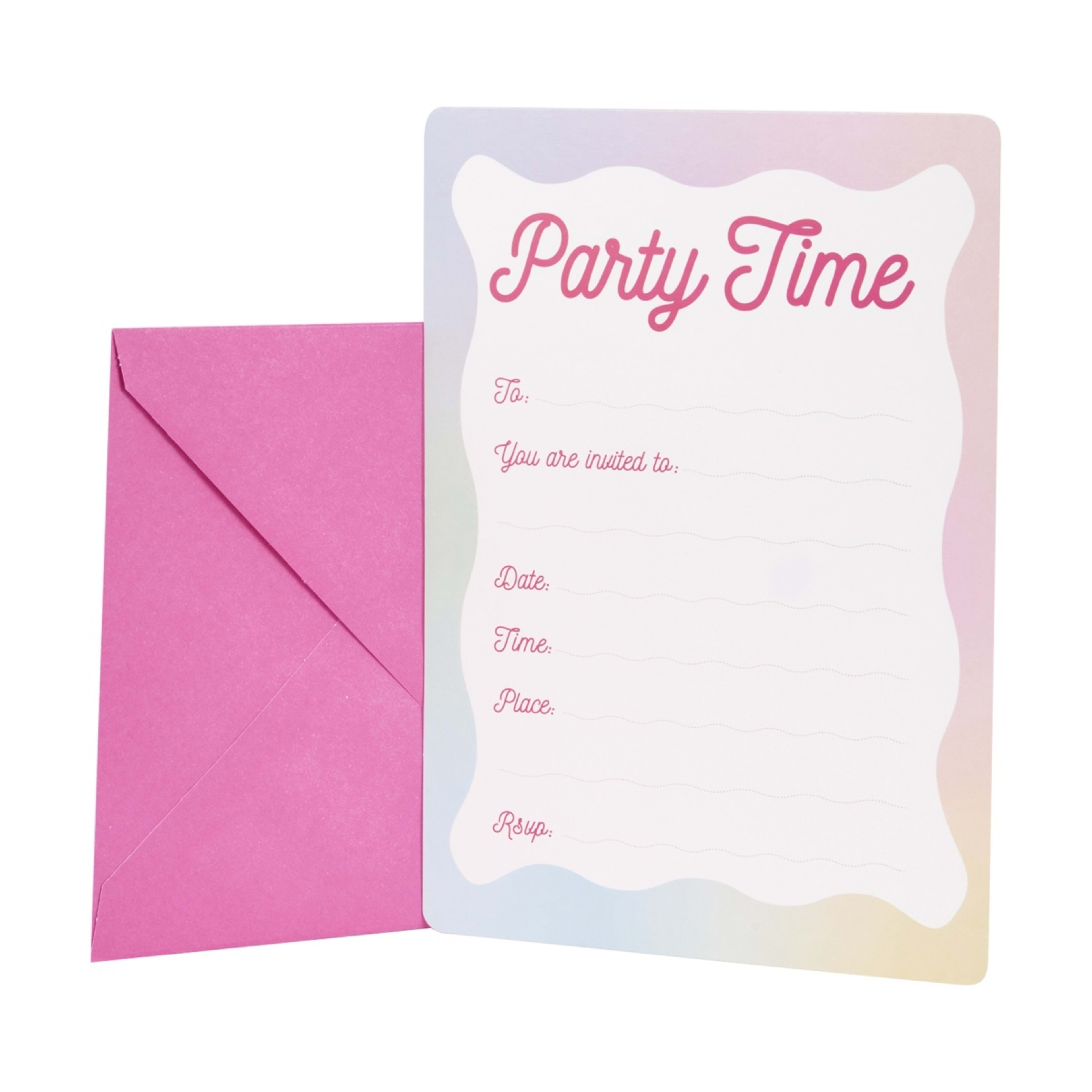 8 Pack Ombre Party Invitations Kmart