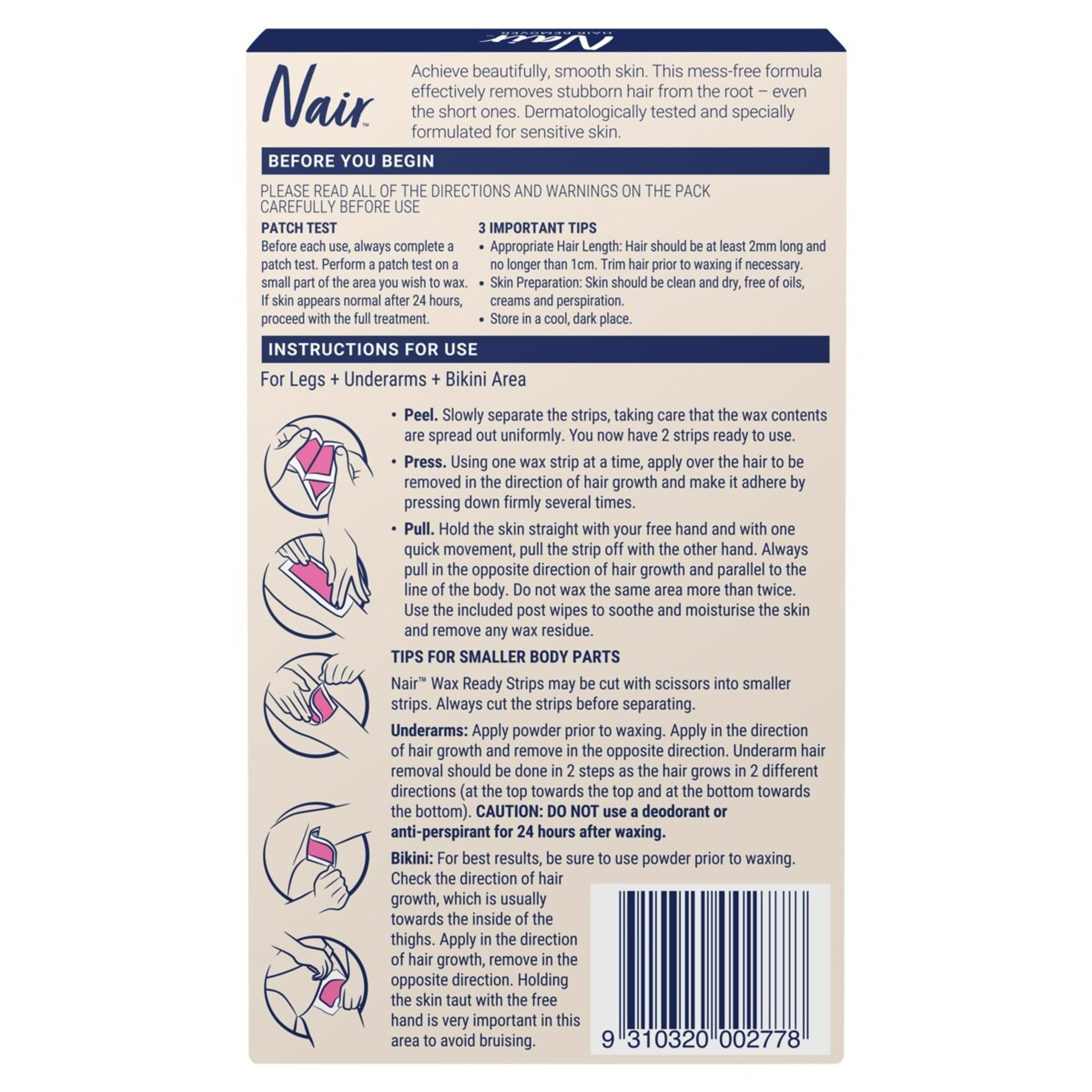 2 40 Pack Nair Large Wax Strips Sensitive Formula, 2 of 10