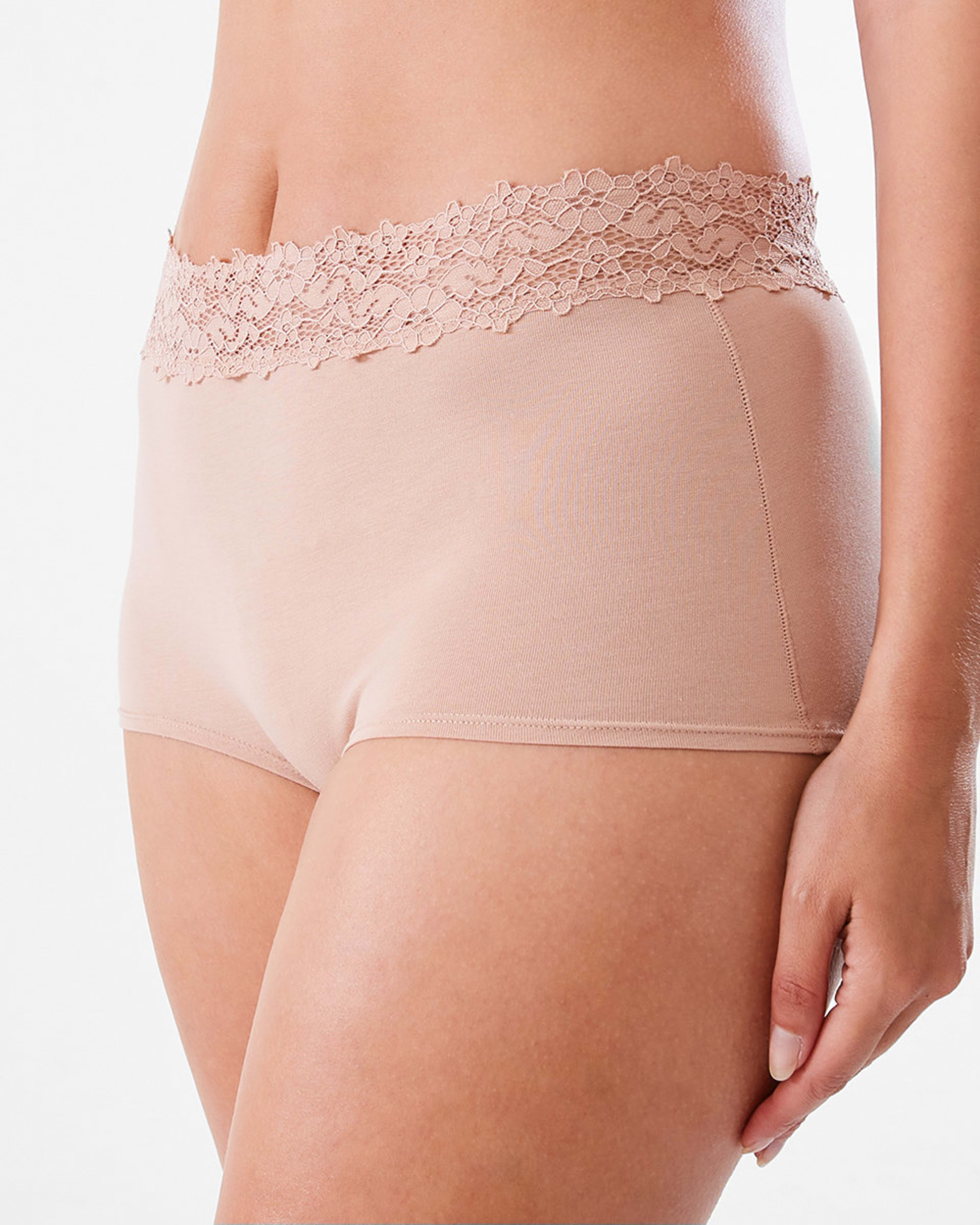 6 3 Pack Cotton Lace Boyleg Briefs Bk Sc Lf, 6 of 8