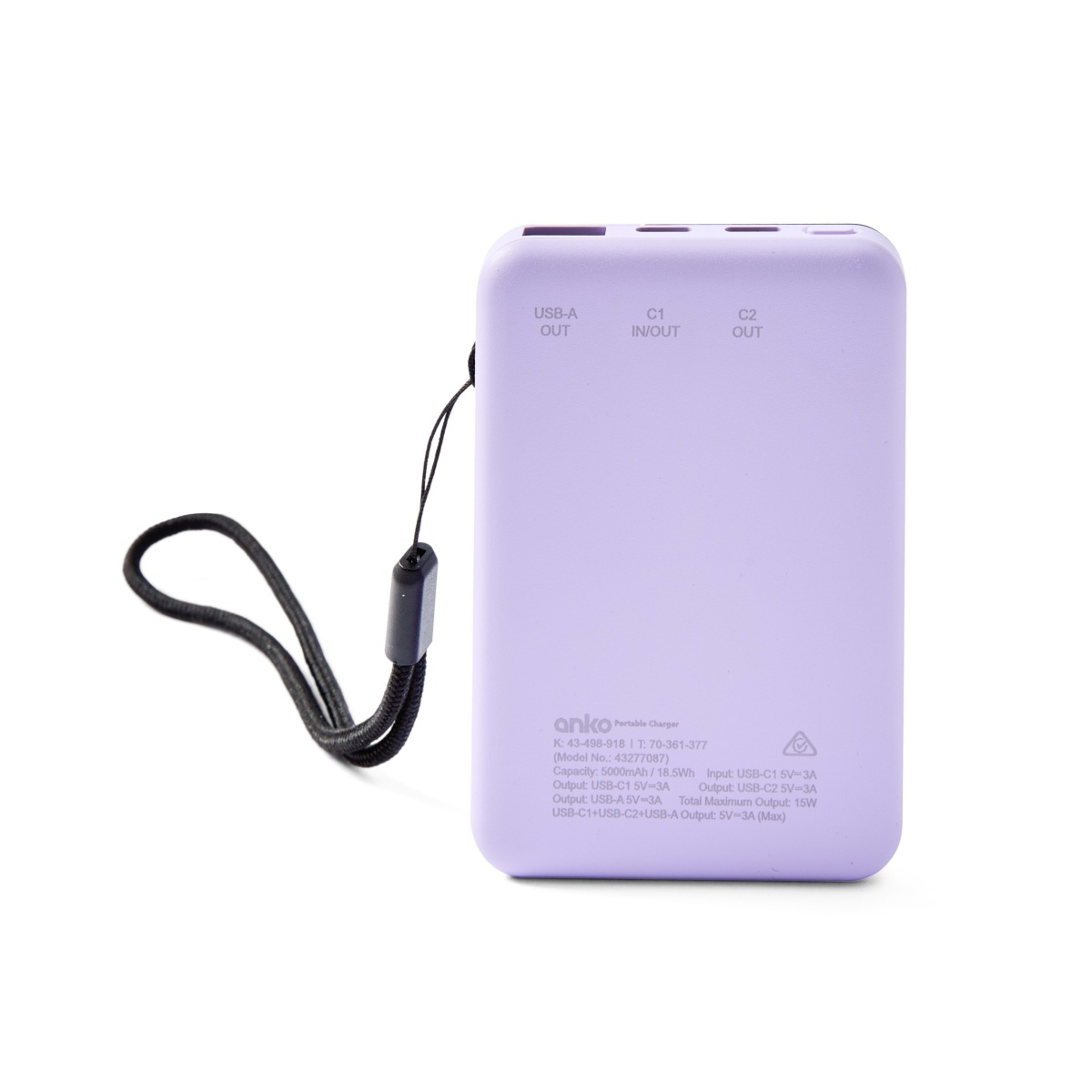 4 USB-A to USB-C 15W 5000mAh Portable Charger - Purple, 4 of 9