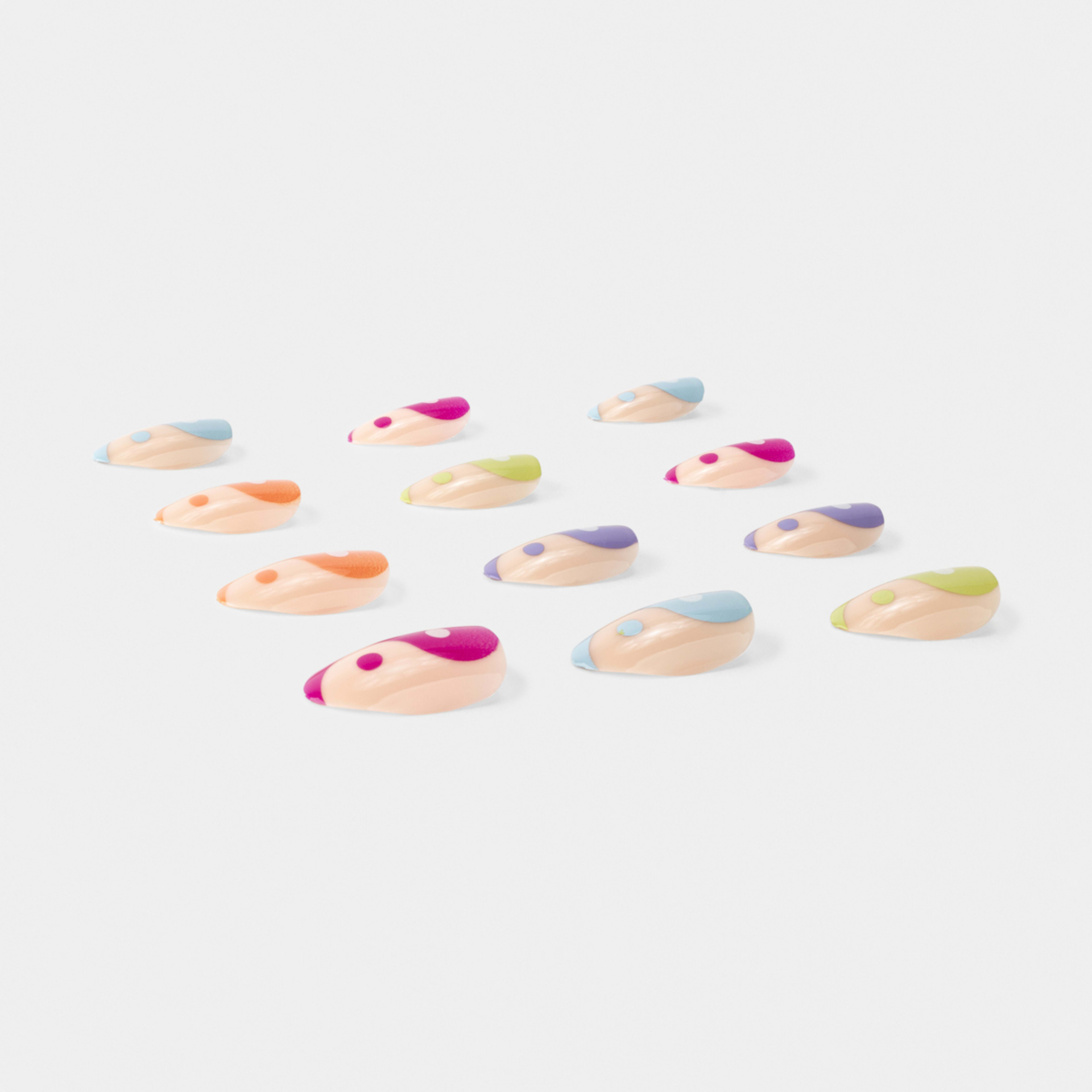 4 OXX Cosmetics 24 Pack Artificial Nails With Adhesive - Almond Shape, Rainbow Yin Yang, 4 of 5