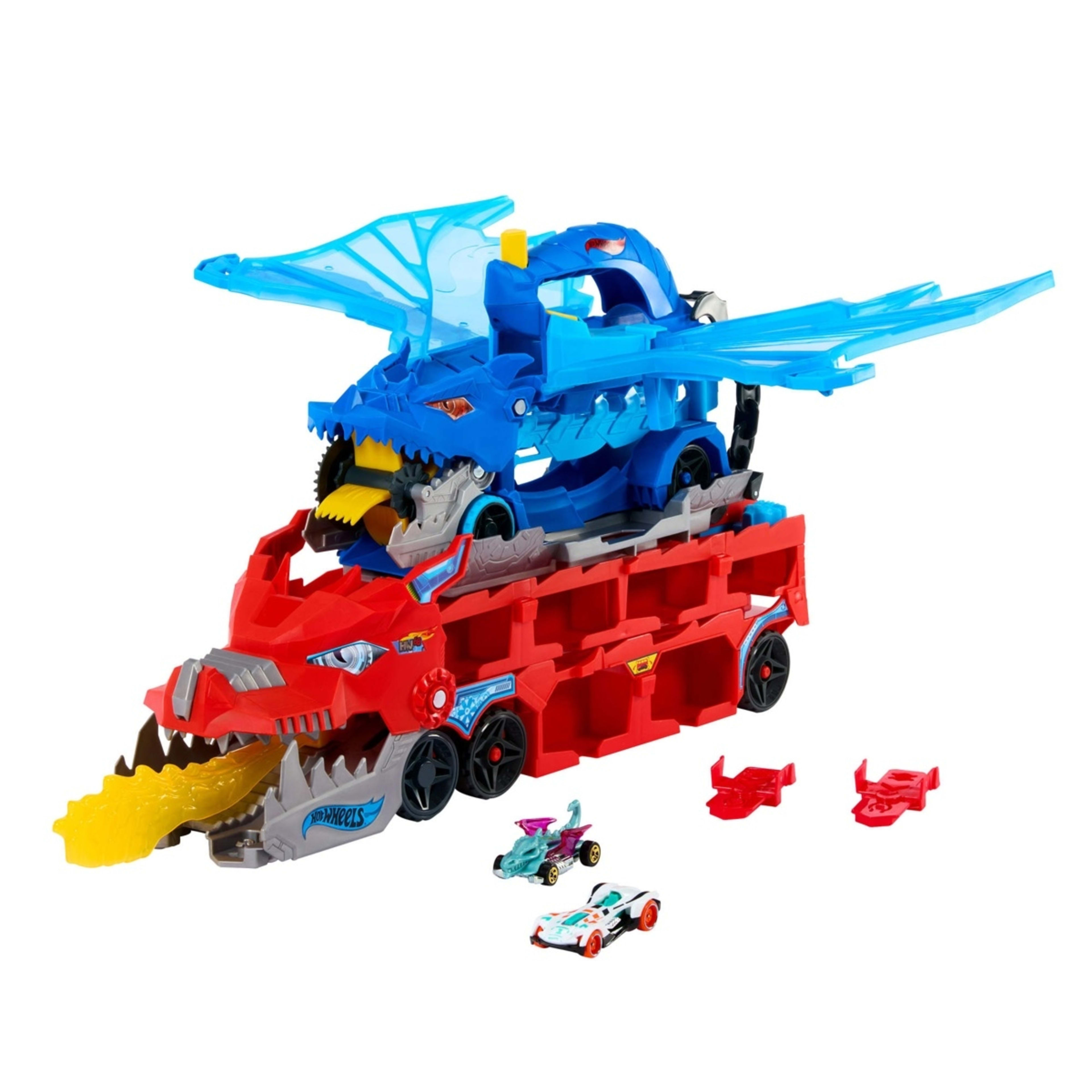 2 Hot Wheels City Ultimate Dual Dragon Transporter Toy, 2 of 6