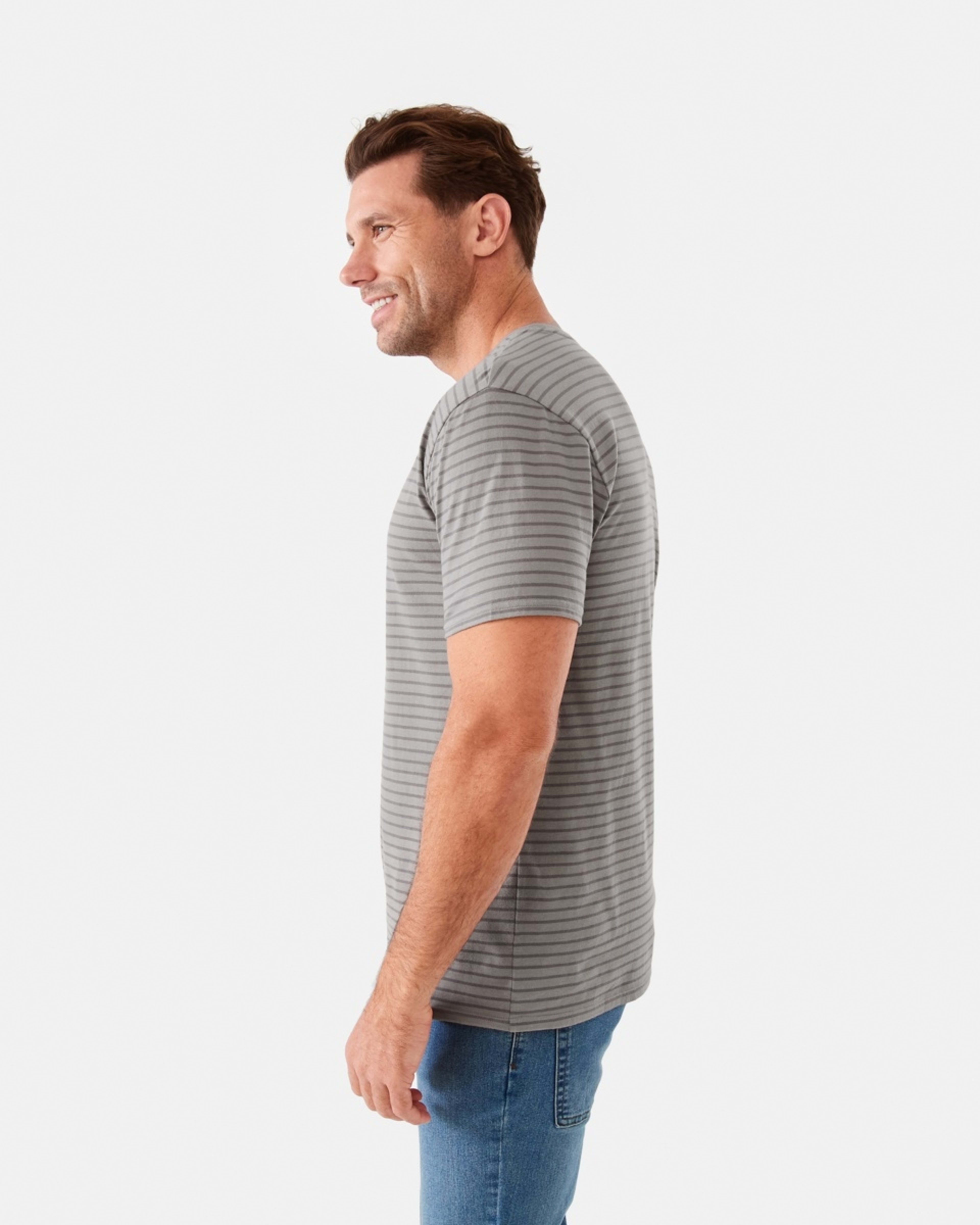2 Australian Grown Cotton Stripe T-Shirt Gry Strp, 2 of 6