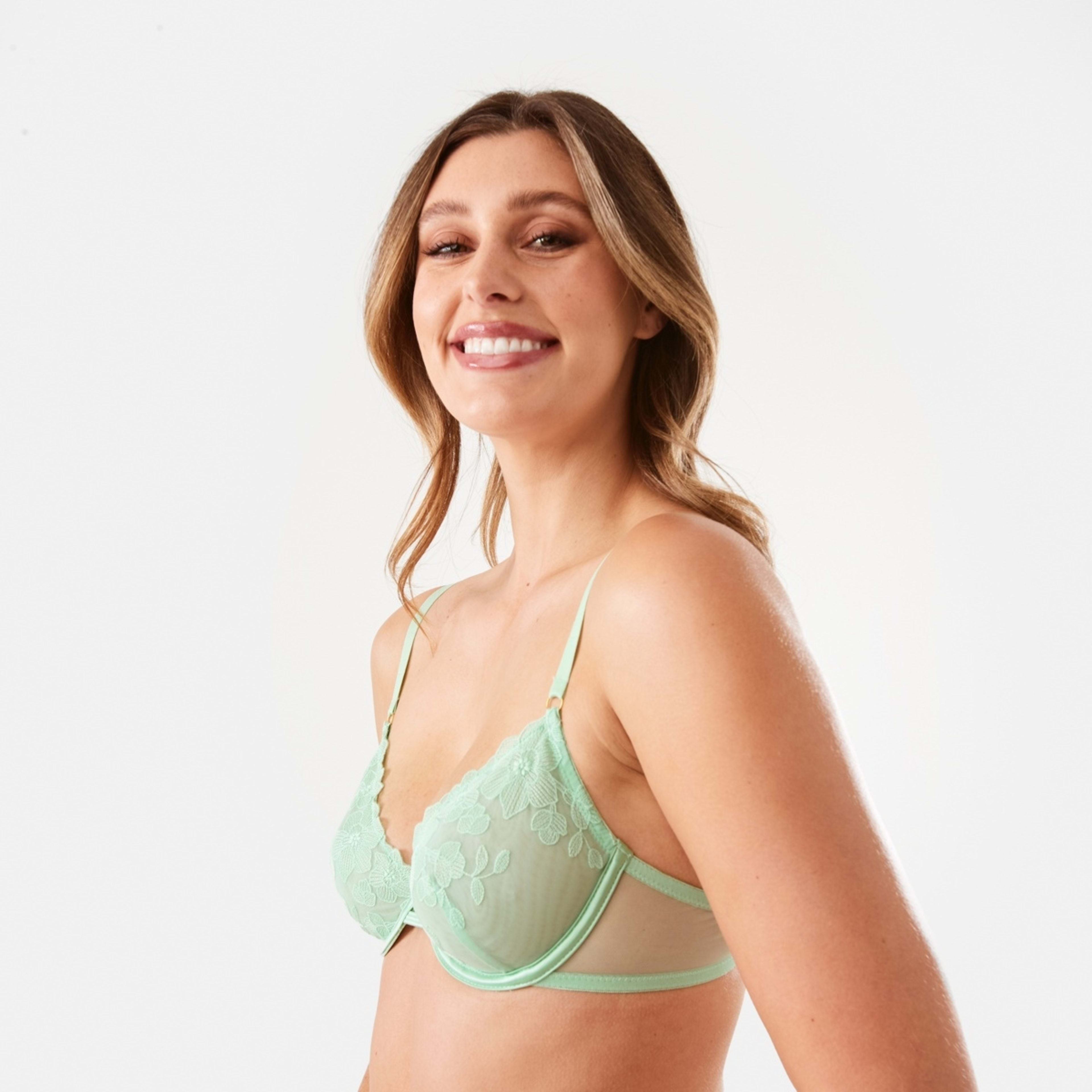 2 Co-ordinated Soft Cup Mesh Underwire Bra Grn Srrl, 2 of 7