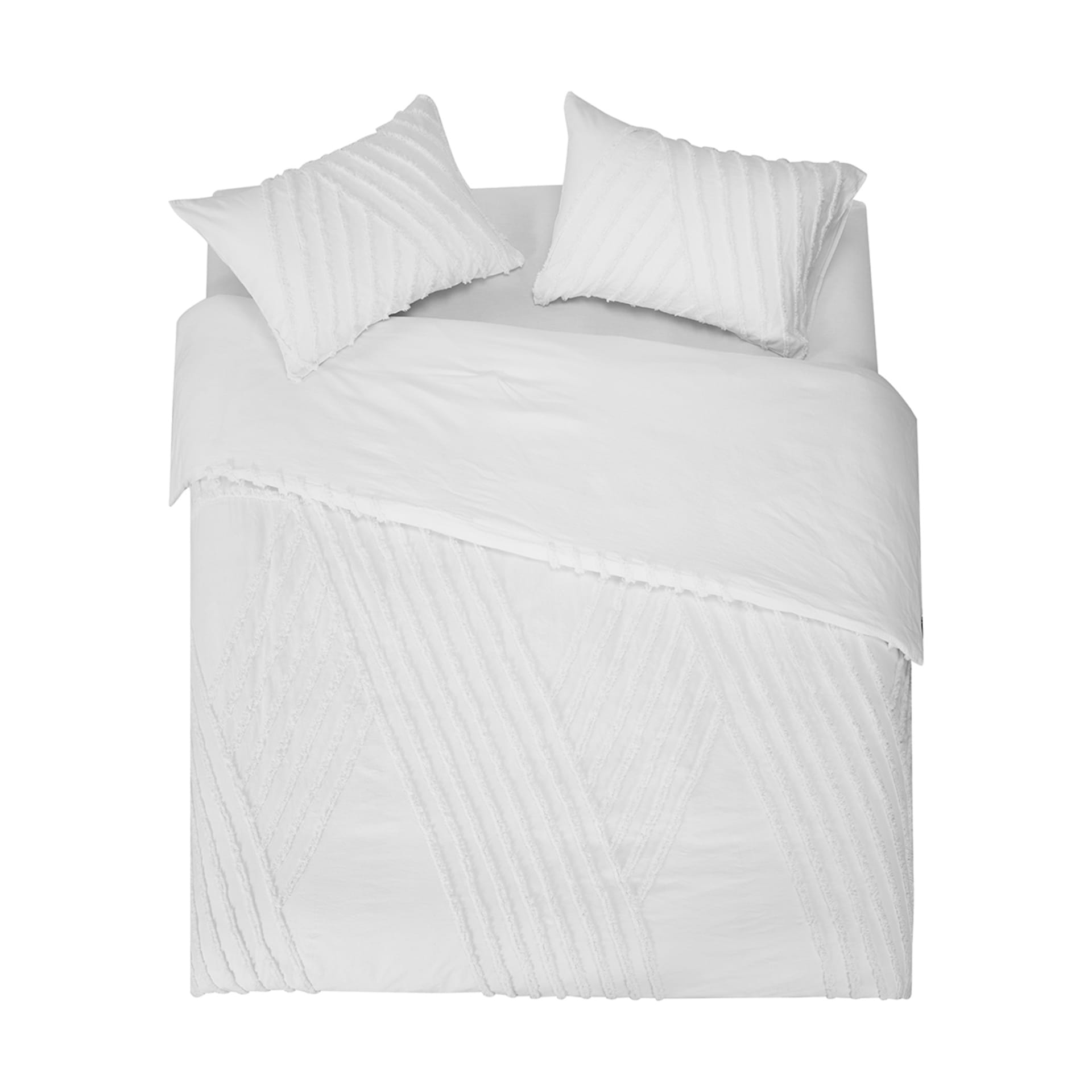 Tarni Cotton Quilt Cover Set Queen Bed, White Kmart