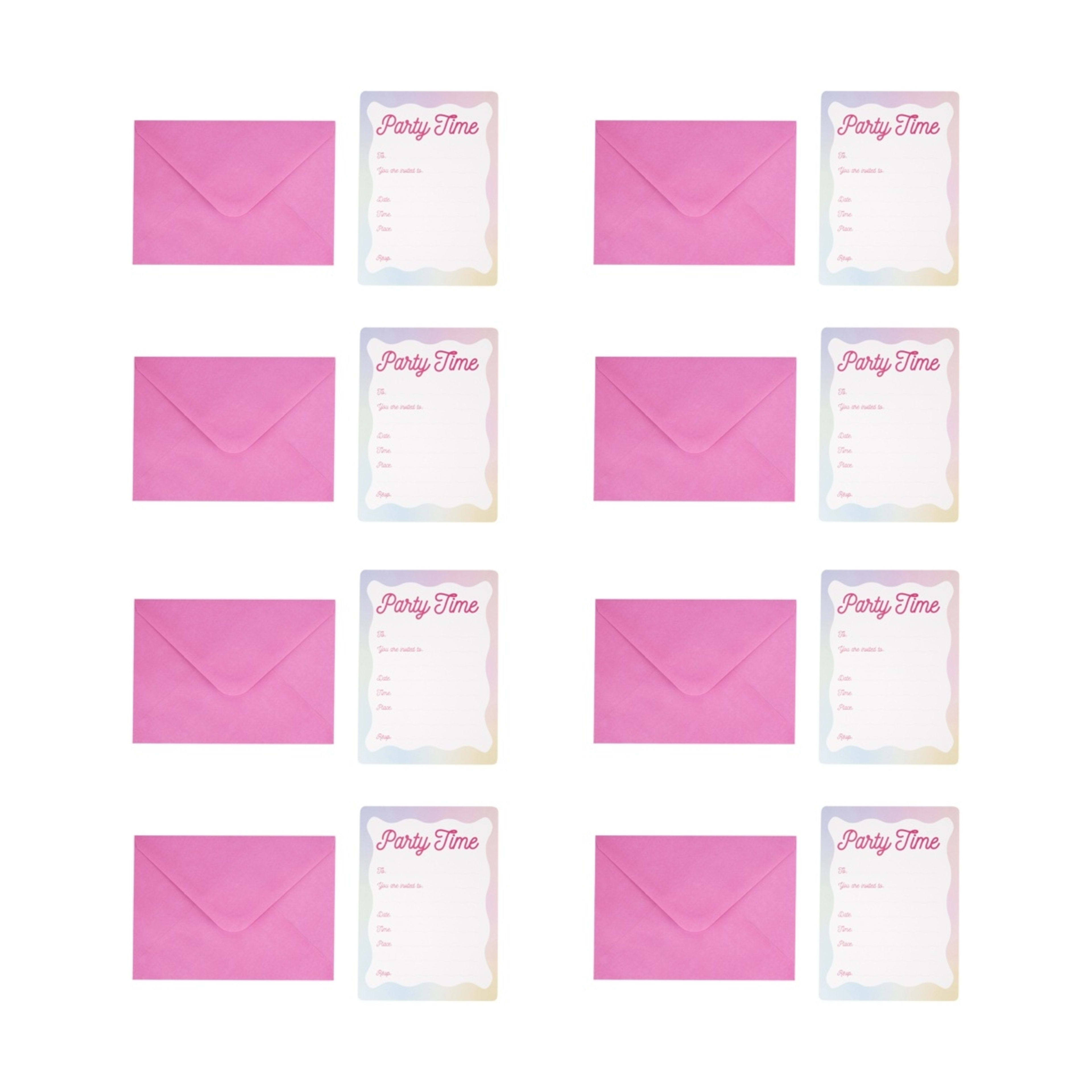 8 Pack Ombre Party Invitations Kmart