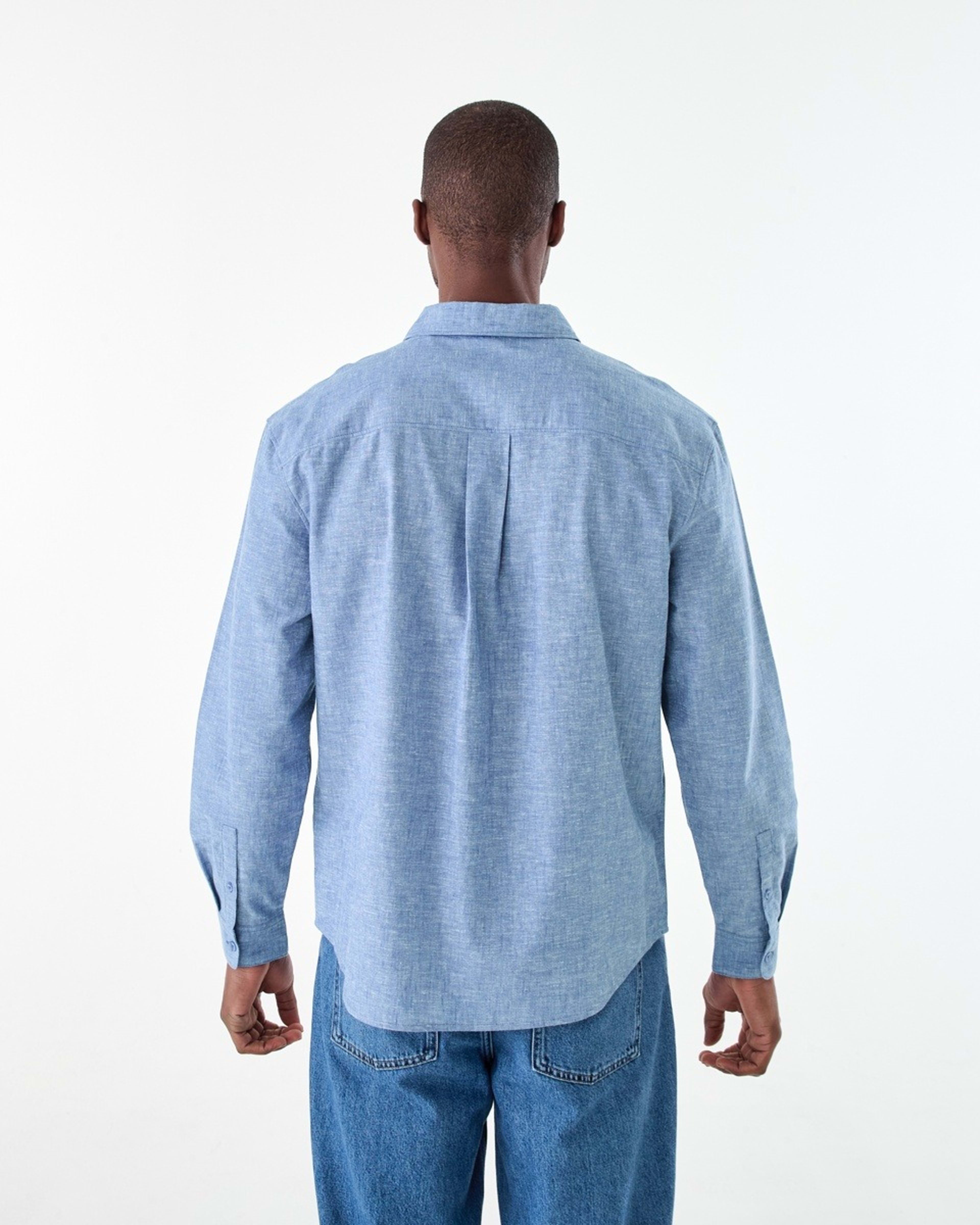 3 Long Sleeve Cotton Linen Shirt FELICIA BLUE YD, 3 of 6