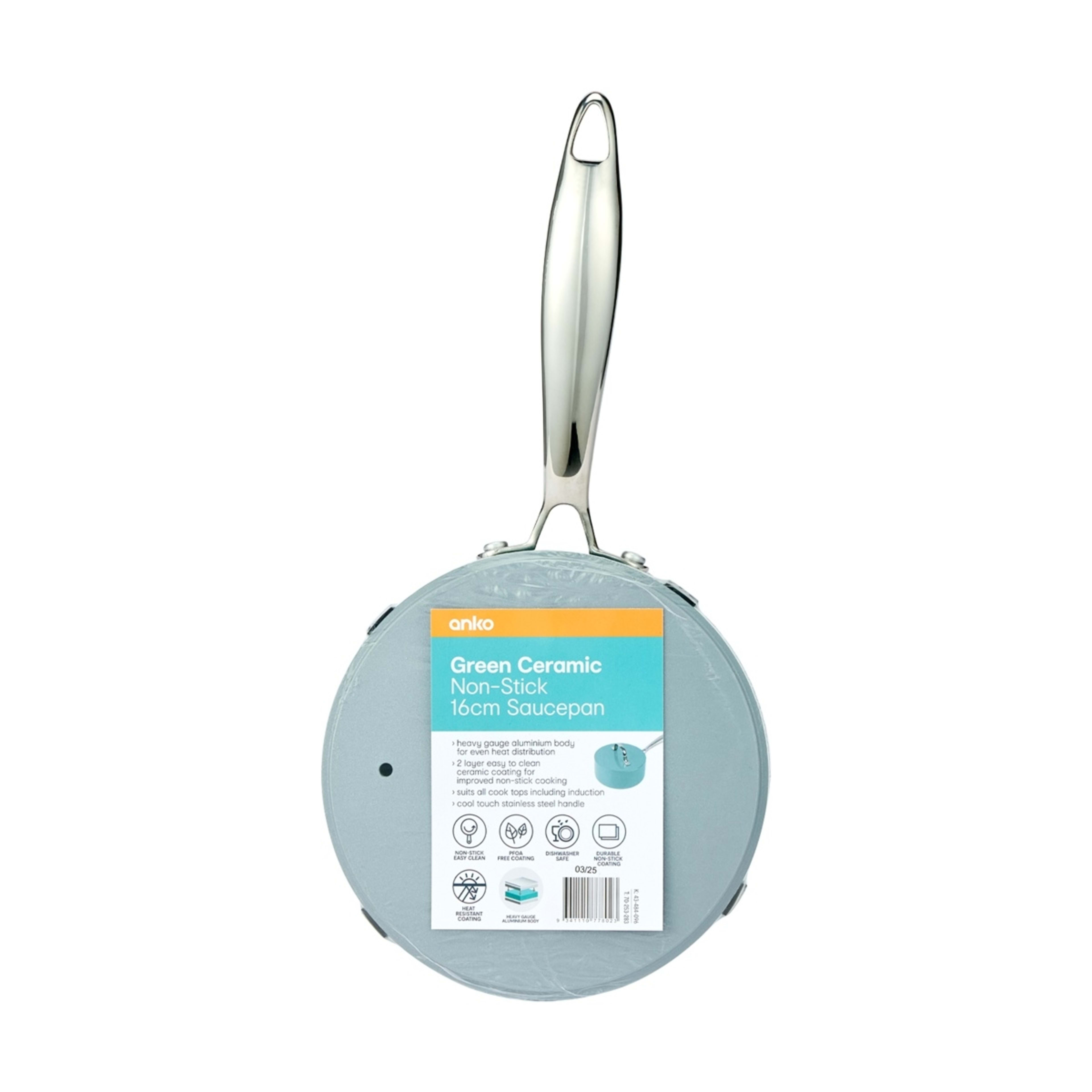 6 16cm Ceramic Non-Stick Saucepan - Green, 6 of 6