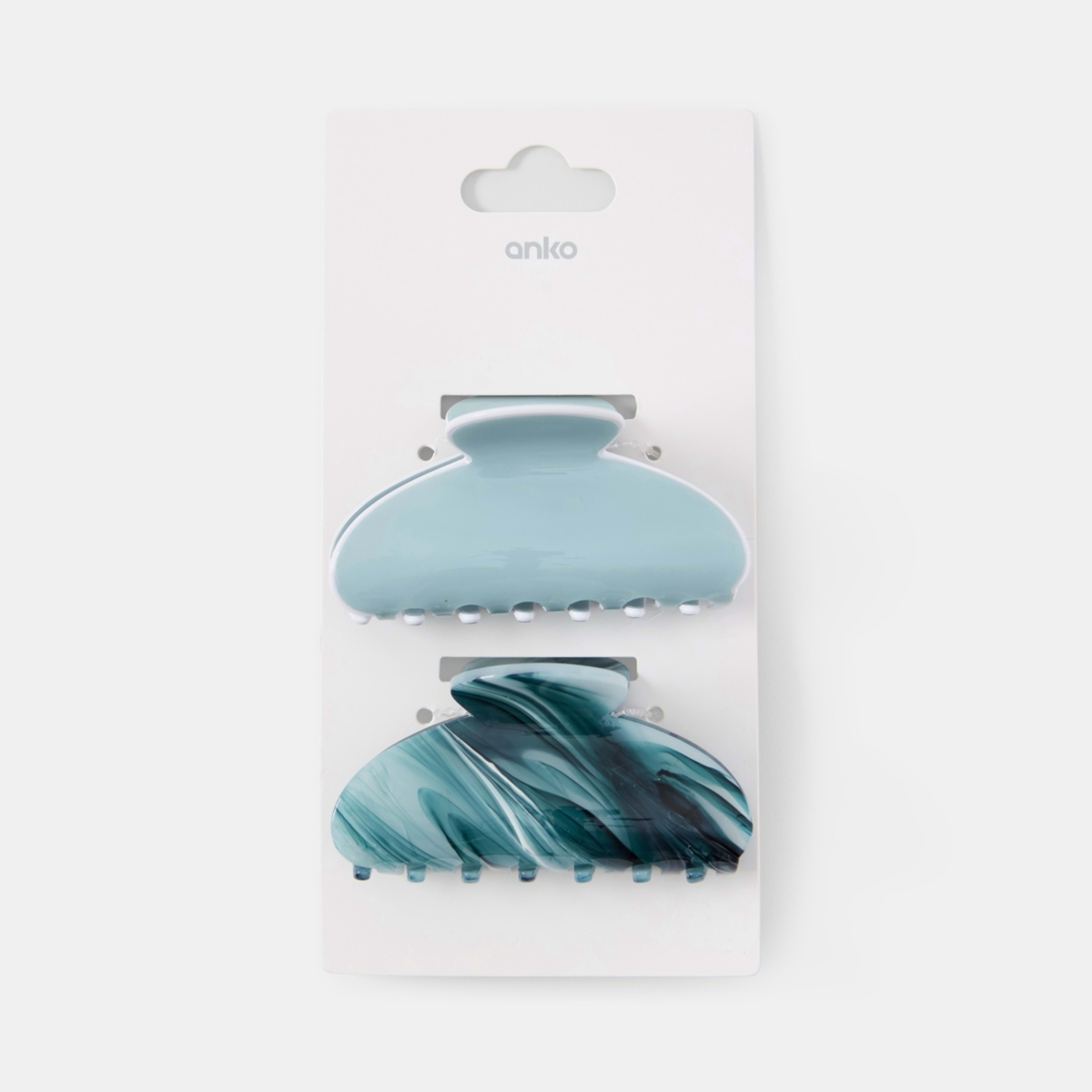 7 2 Pack Blue Contrast Claw Hair Clips, 7 of 7