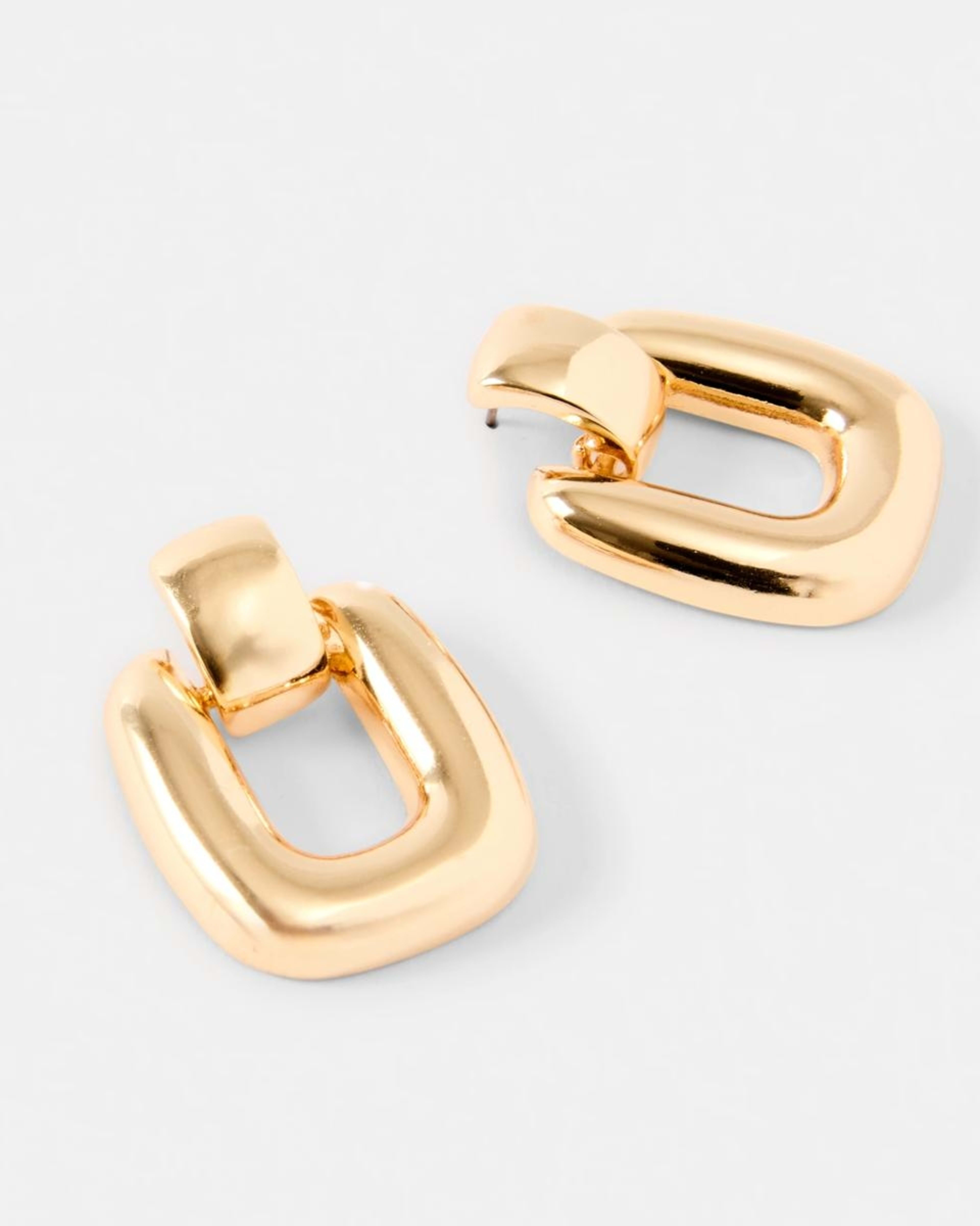3 Square Doorknocker Earrings - Gold Tone Gold, 3 of 8