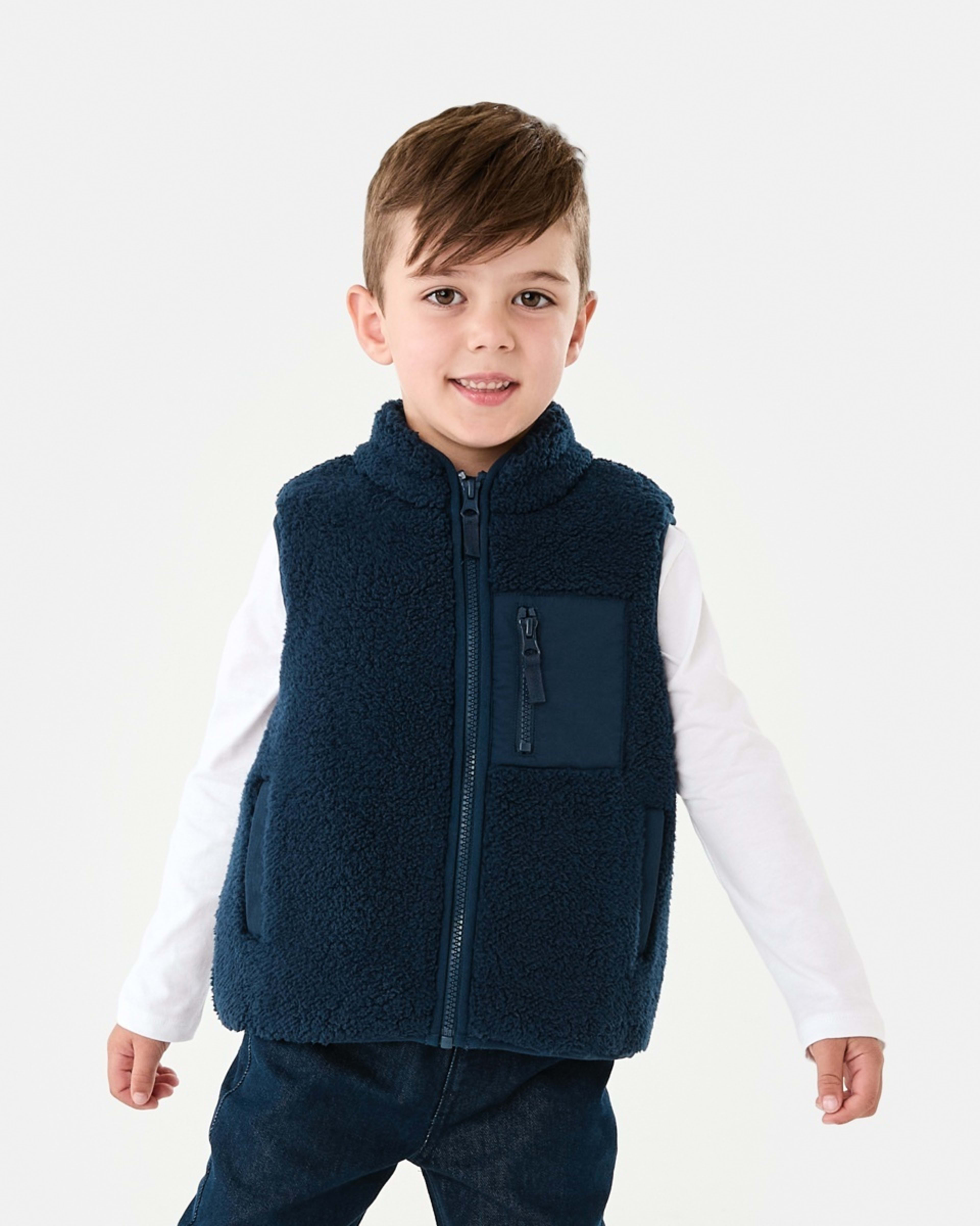 1 Sherpa Vest Dress Navy
