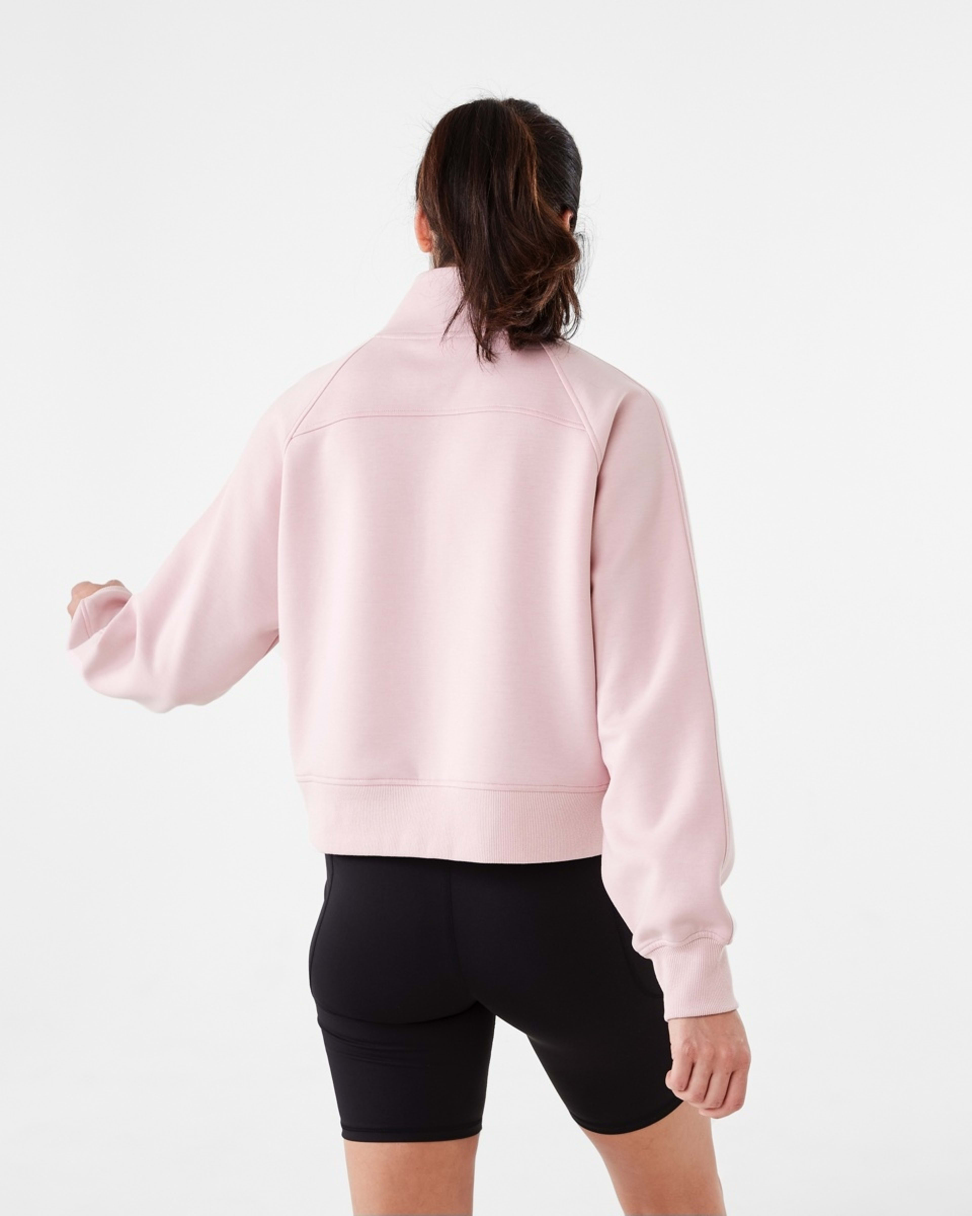 3 Active Womens Half Zip Long Sleeve Sweatshirt Qurtz Pink, 3 of 6