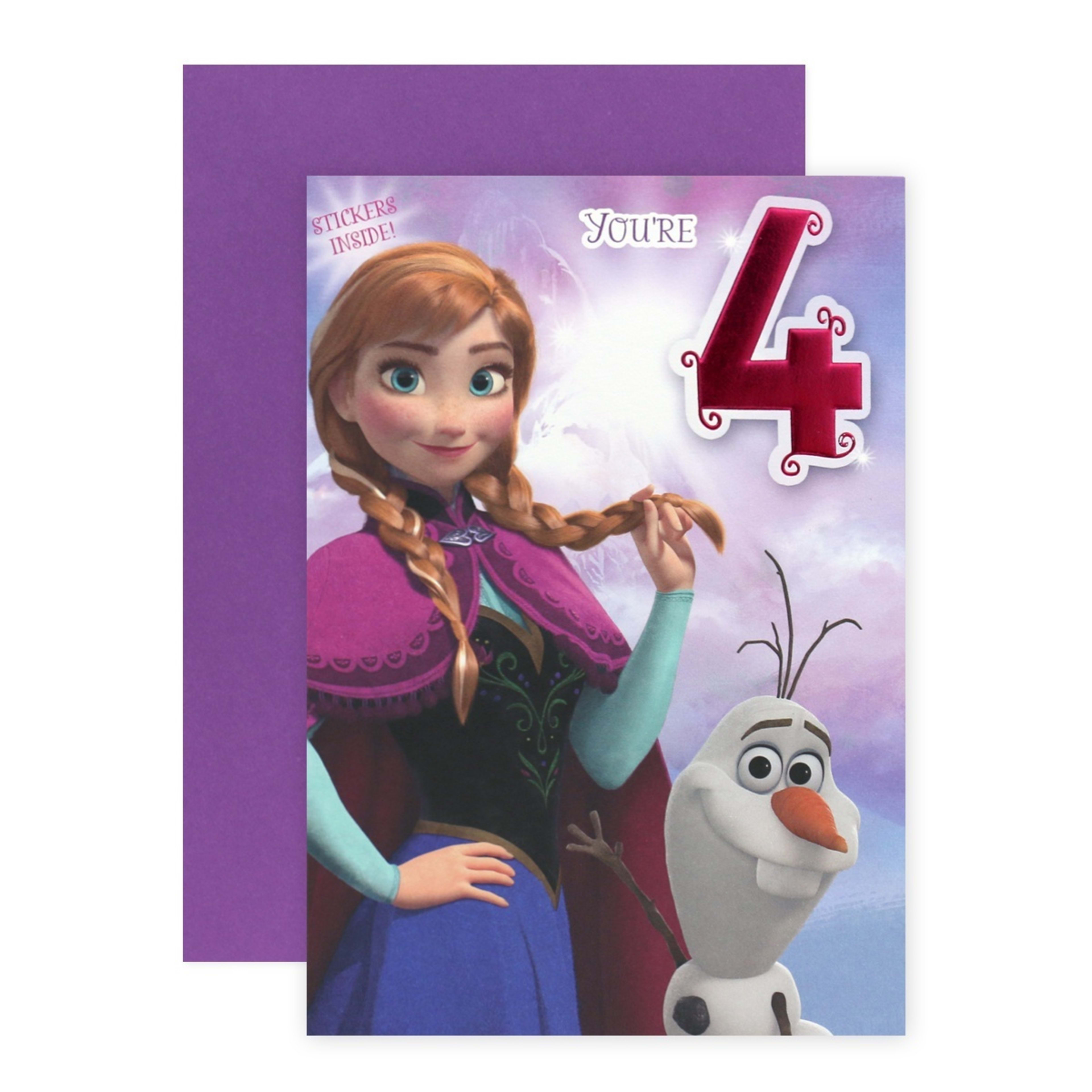 1 Connections from Hallmark 4th Birthday Card for Girl with Stickers - Anna and Olaf