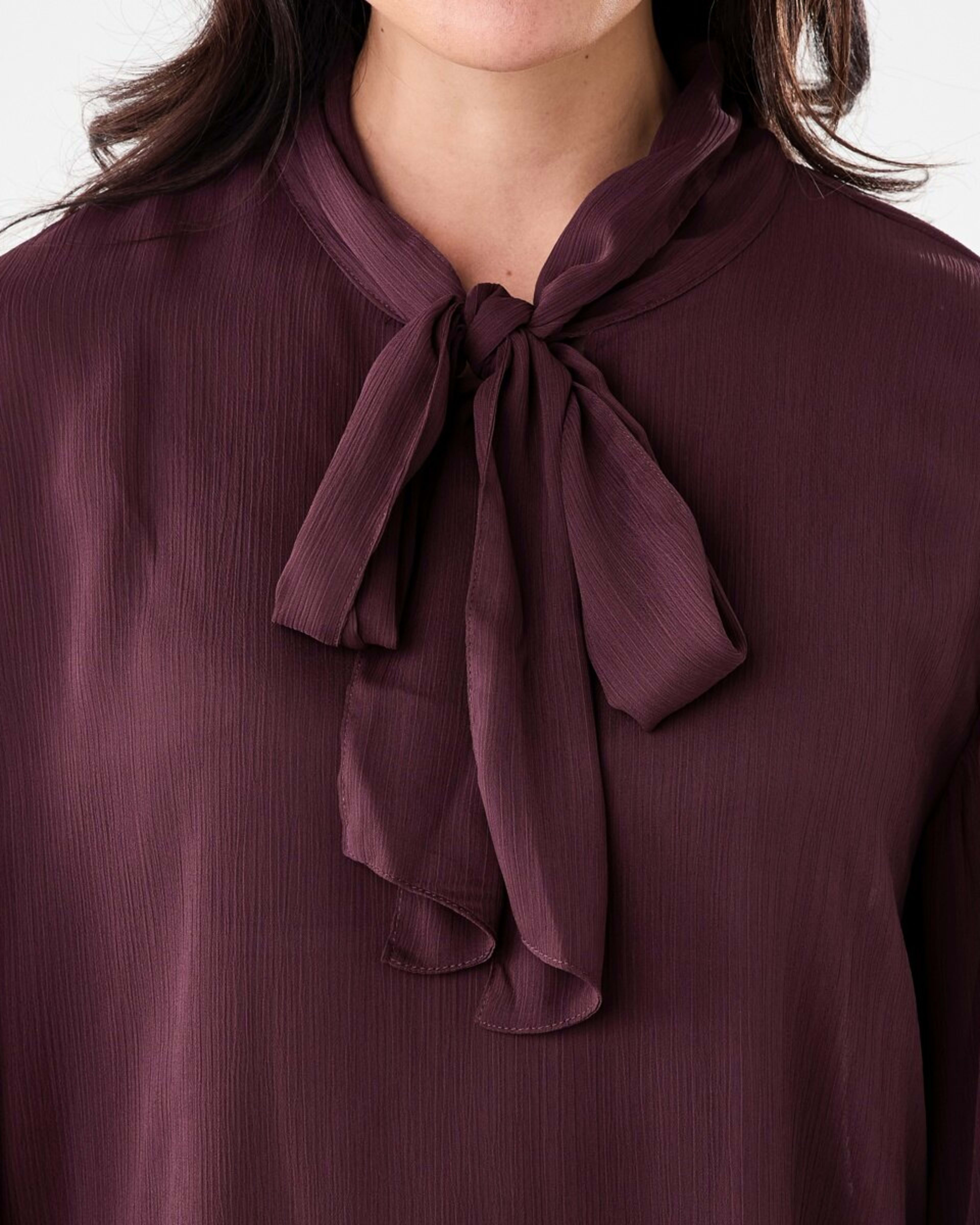 5 Long Sleeve Neck Tie Blouse Mulberry, 5 of 6