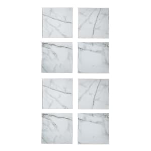 8 Pack Vinyl Floor Tiles - Marble Look