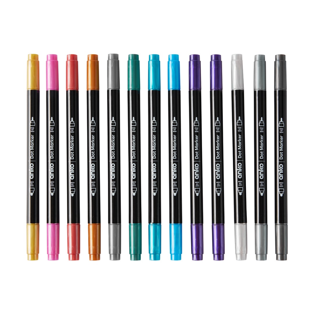 12 Pack Dual End Dot Markers Metallic Ink Kmart NZ