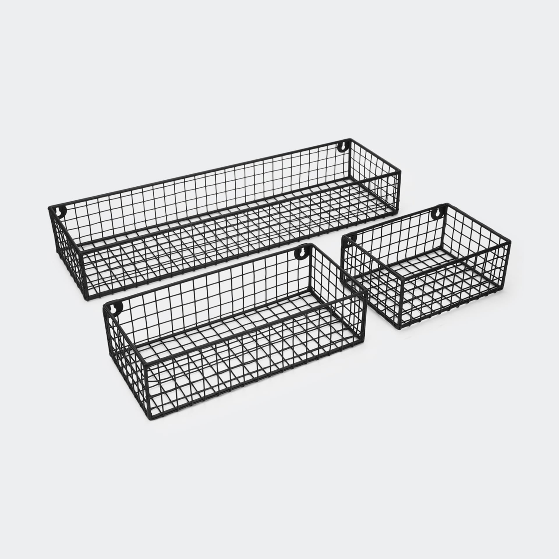 Set of 3 Metal Shelf Baskets Black Kmart
