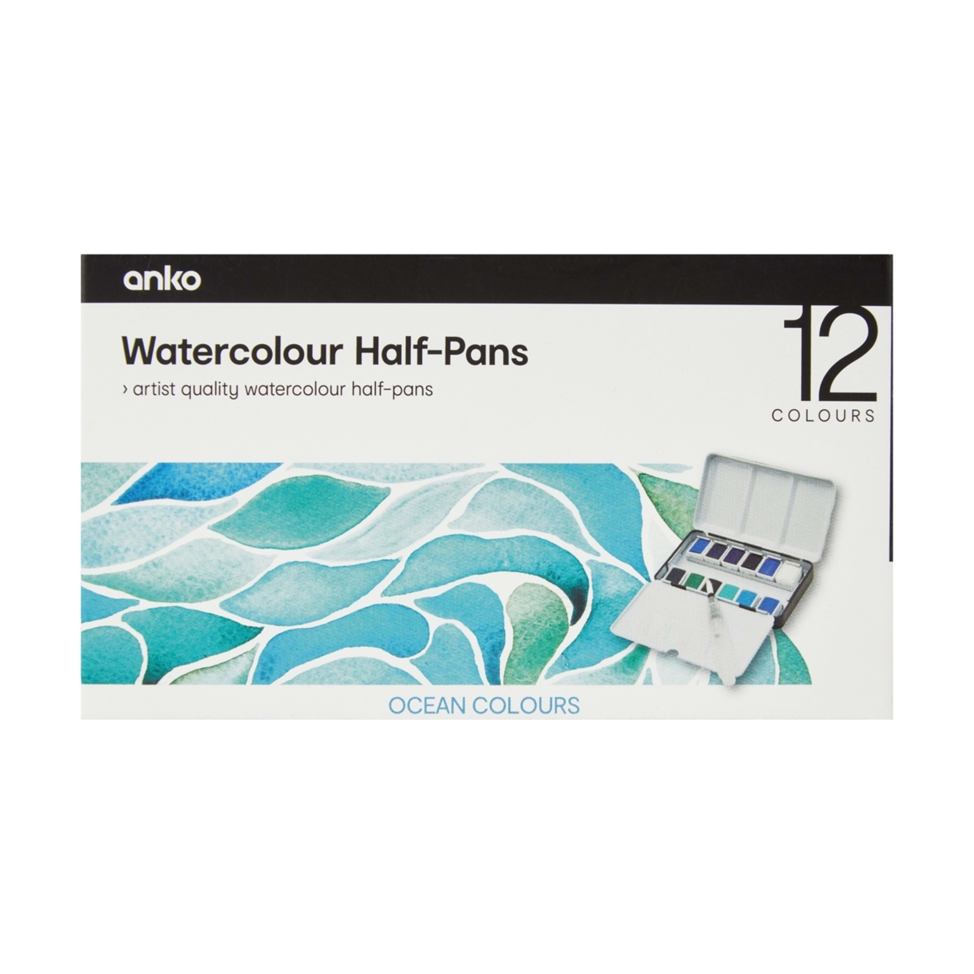 1 12 Pack Watercolour Half-Pans - Ocean