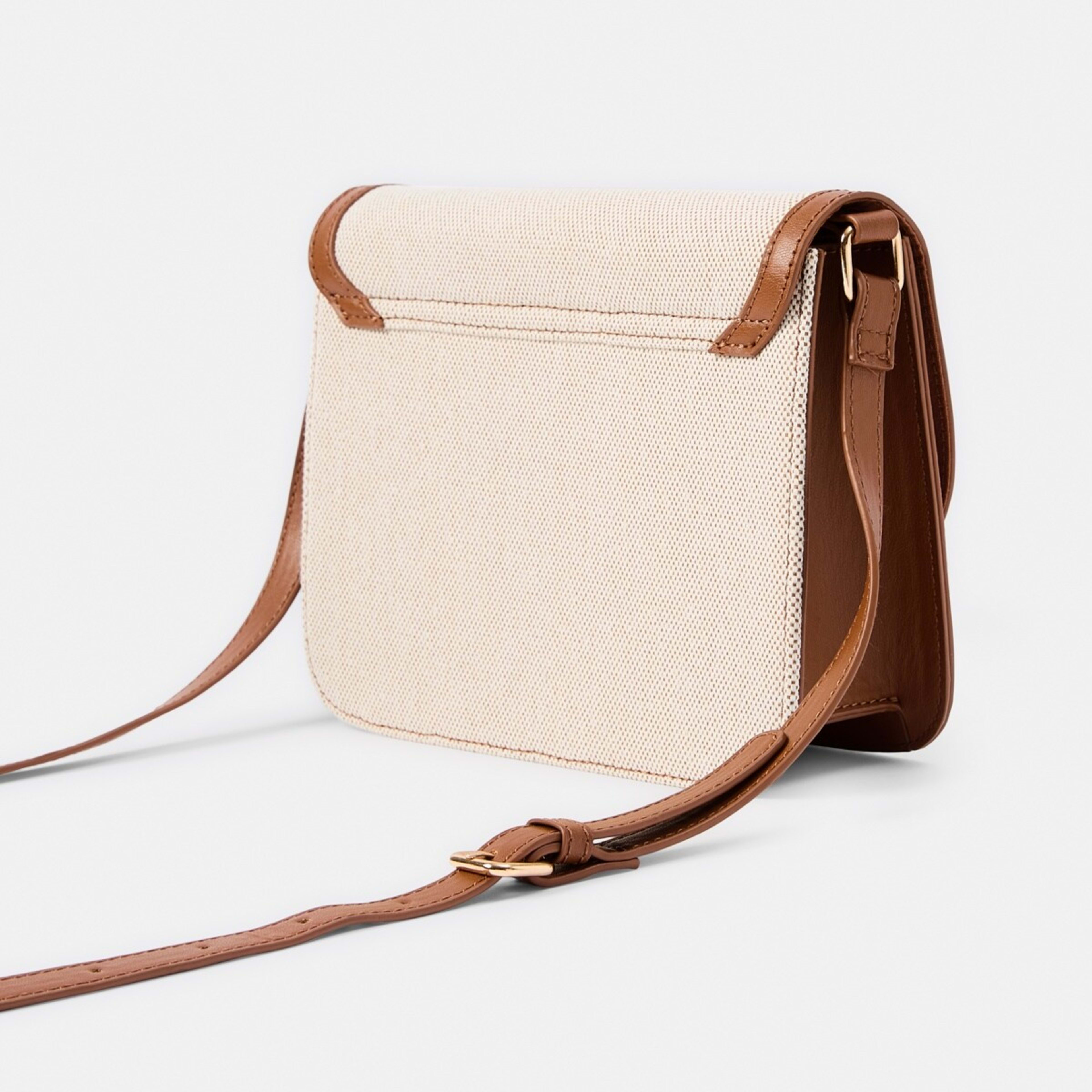 2 Woven Contrast Crossbody Bag Nat Tan Beige, 2 of 6