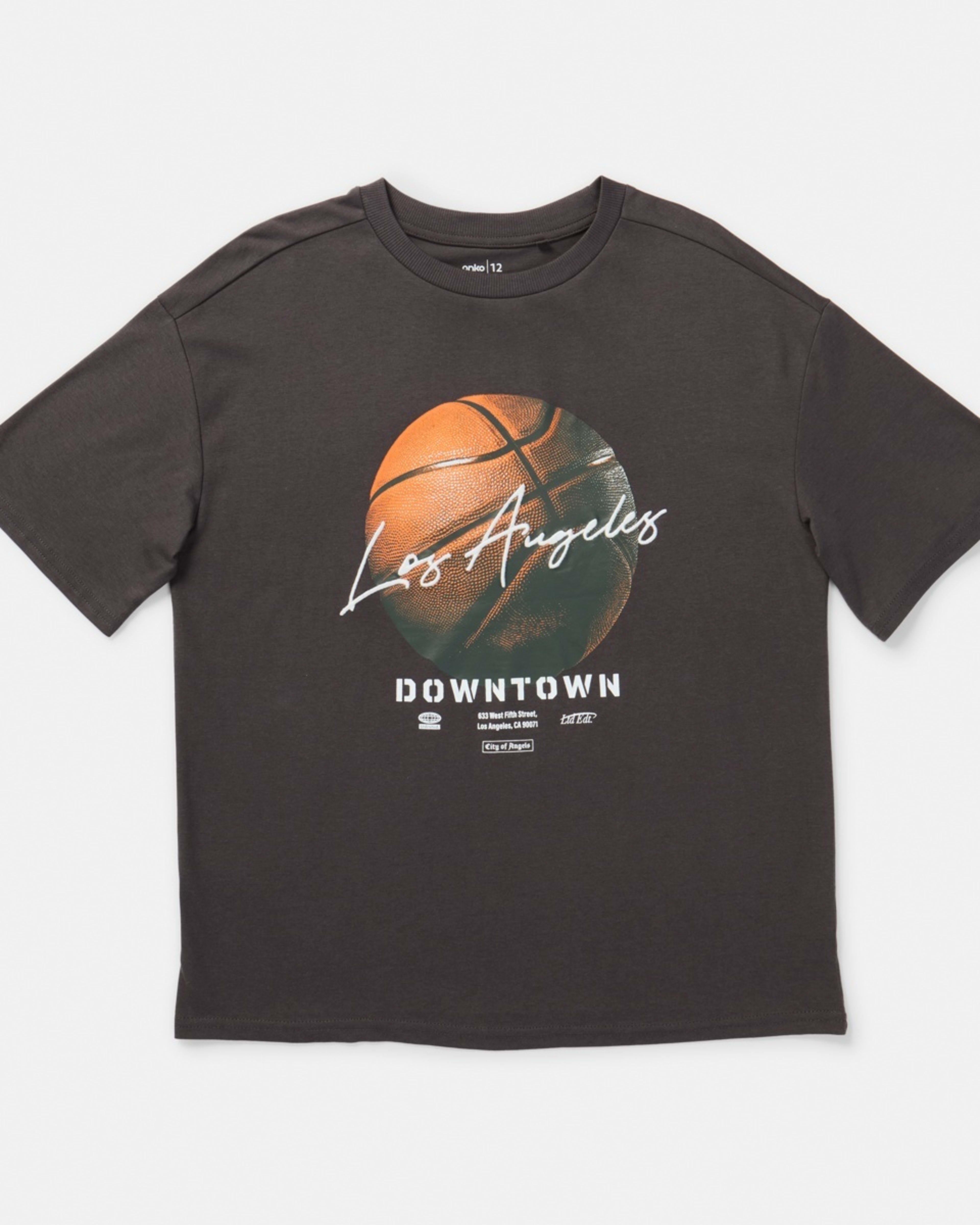 7 Short Sleeve Oversized Graphic T-shirt Bball Photoprint Dark Magnet, 7 of 8
