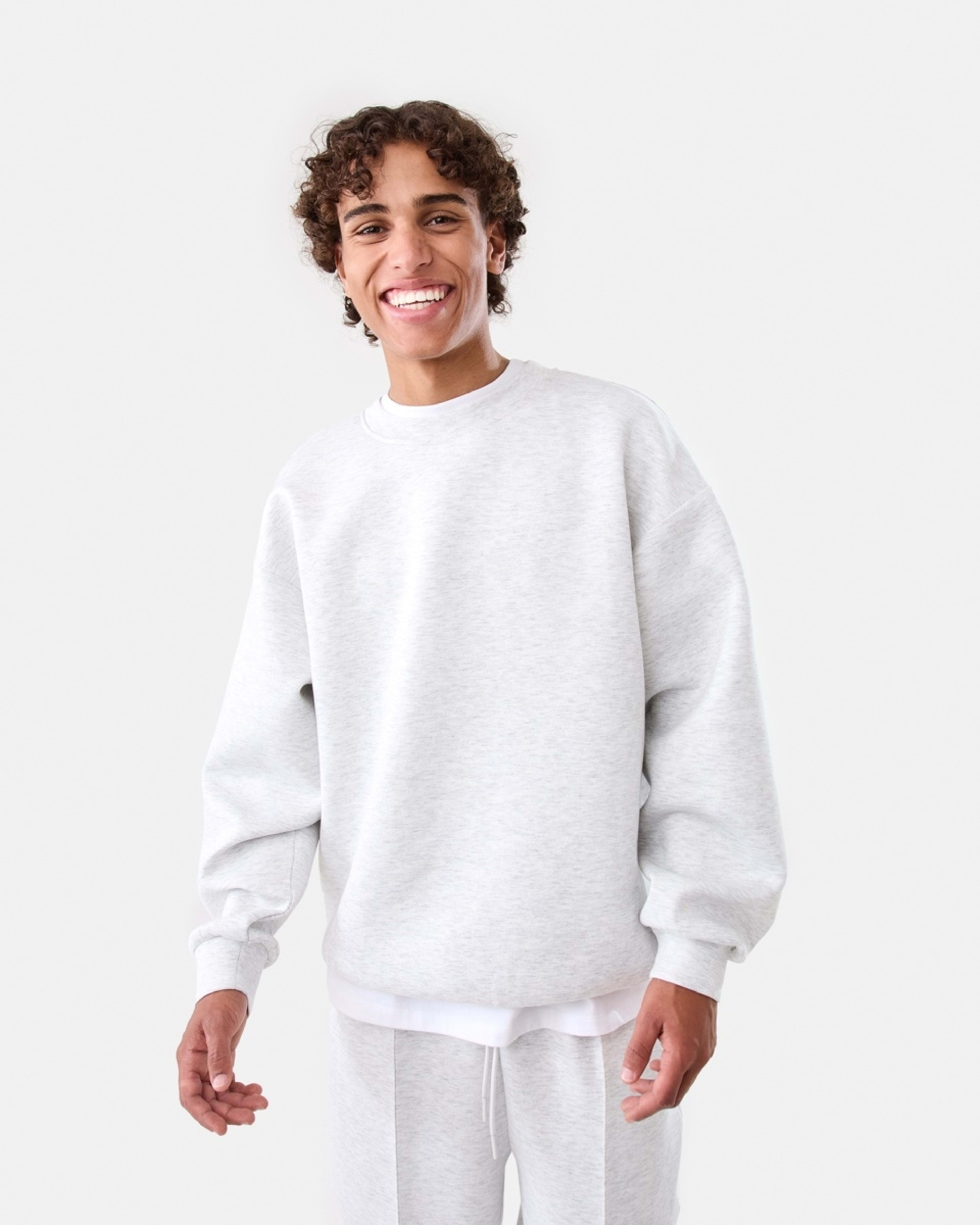 1 Scuba Oversized Crew Neck Sweatshirt WHITE MARLE