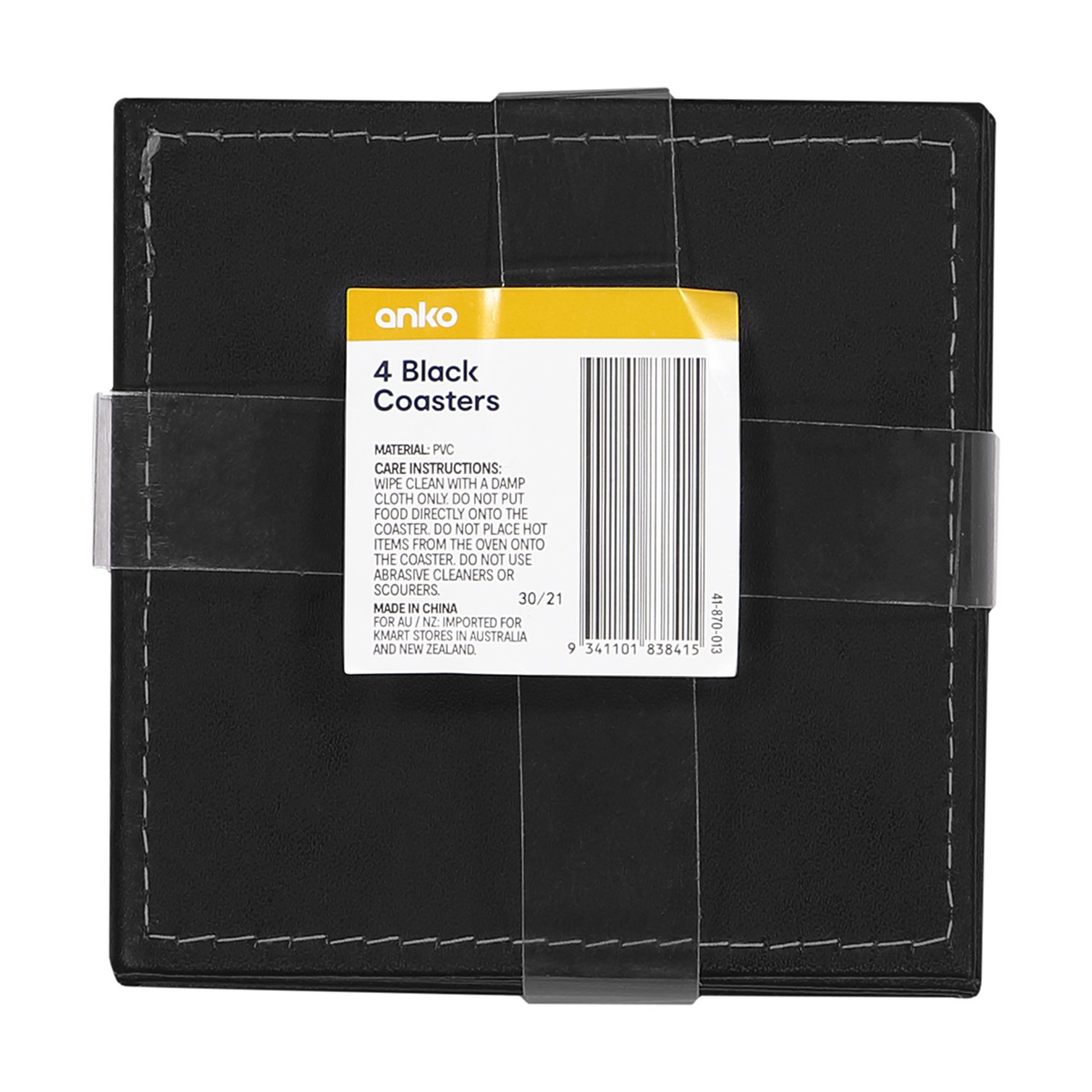 Set of 4 Black Coasters Kmart