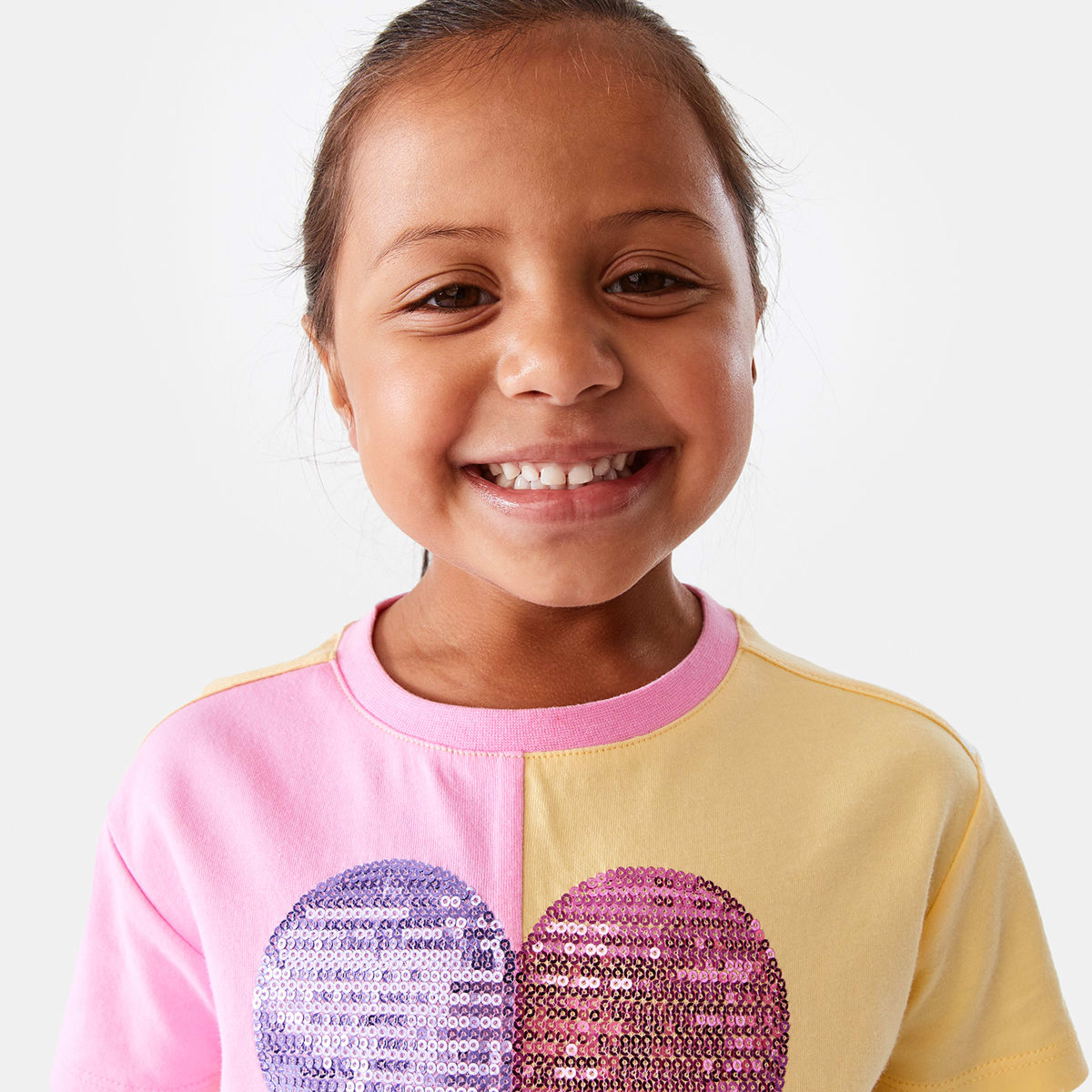 3 Colour Block Sequin T-shirt Heart, 3 of 9