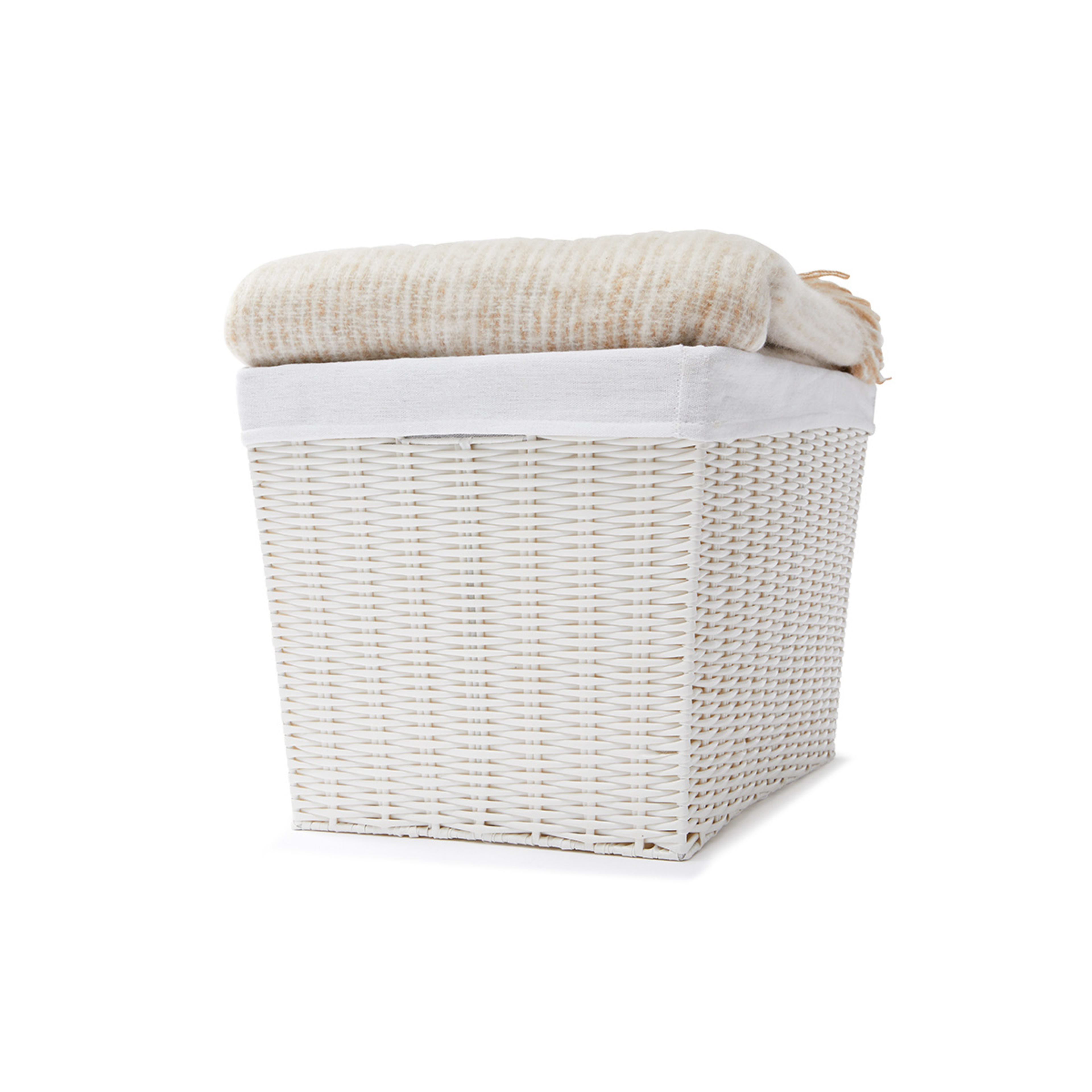 8 Rattan Look Basket with Liner - Large, White, 8 of 8