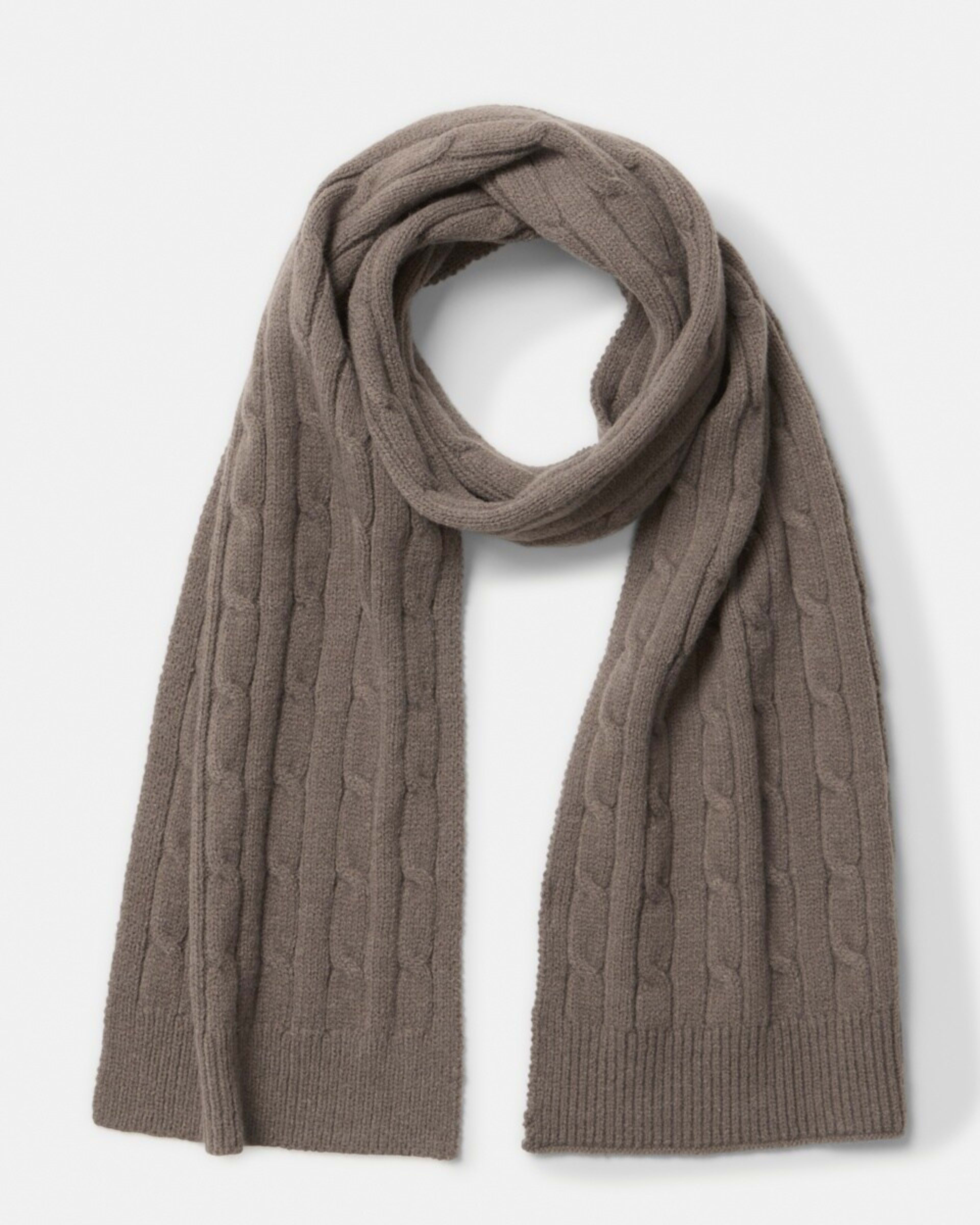 1 Cable Scarf Taupe Brn, 1 of 3