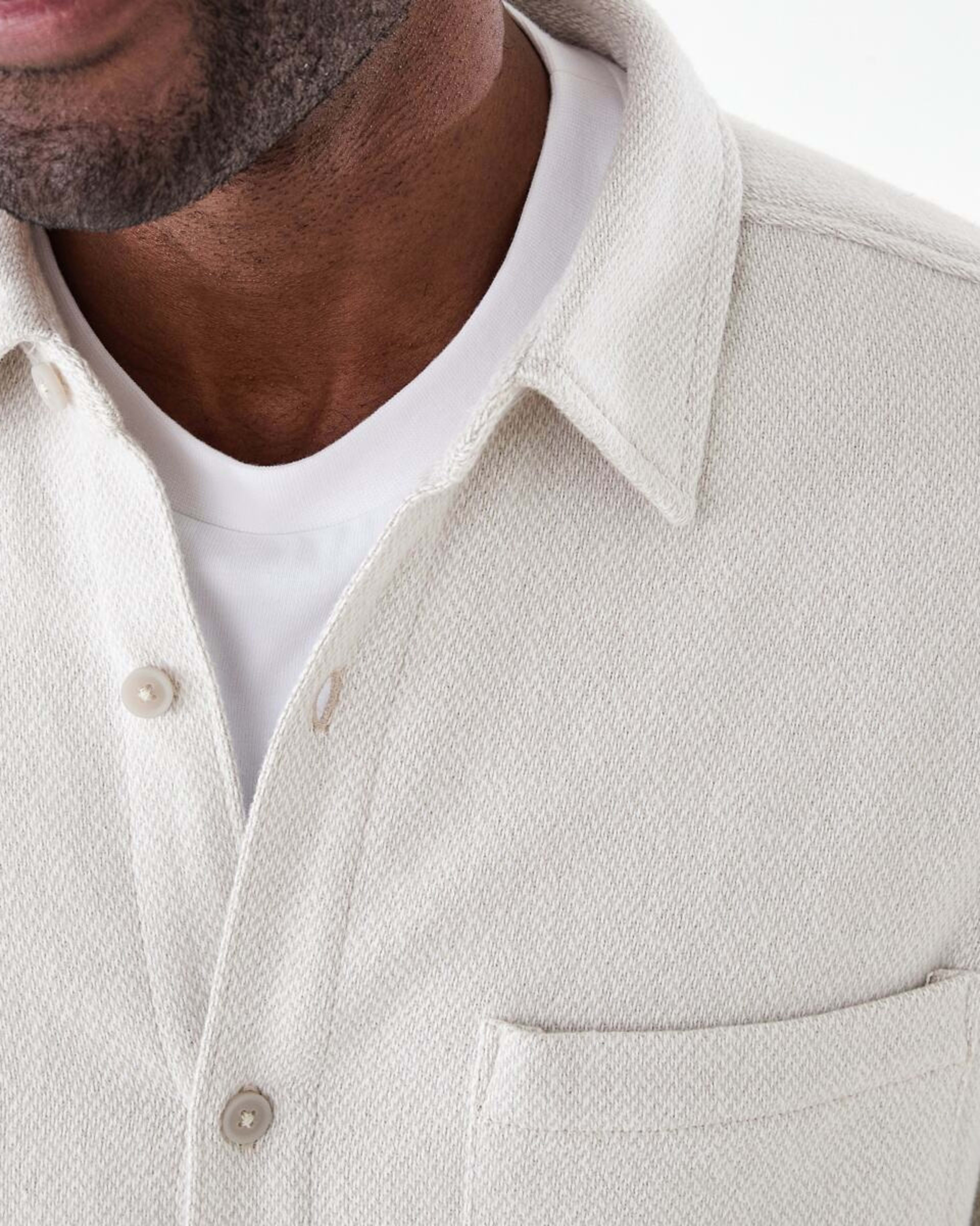 6 Long Sleeve Jacquard Overshirt STRING BEIGE, 6 of 7