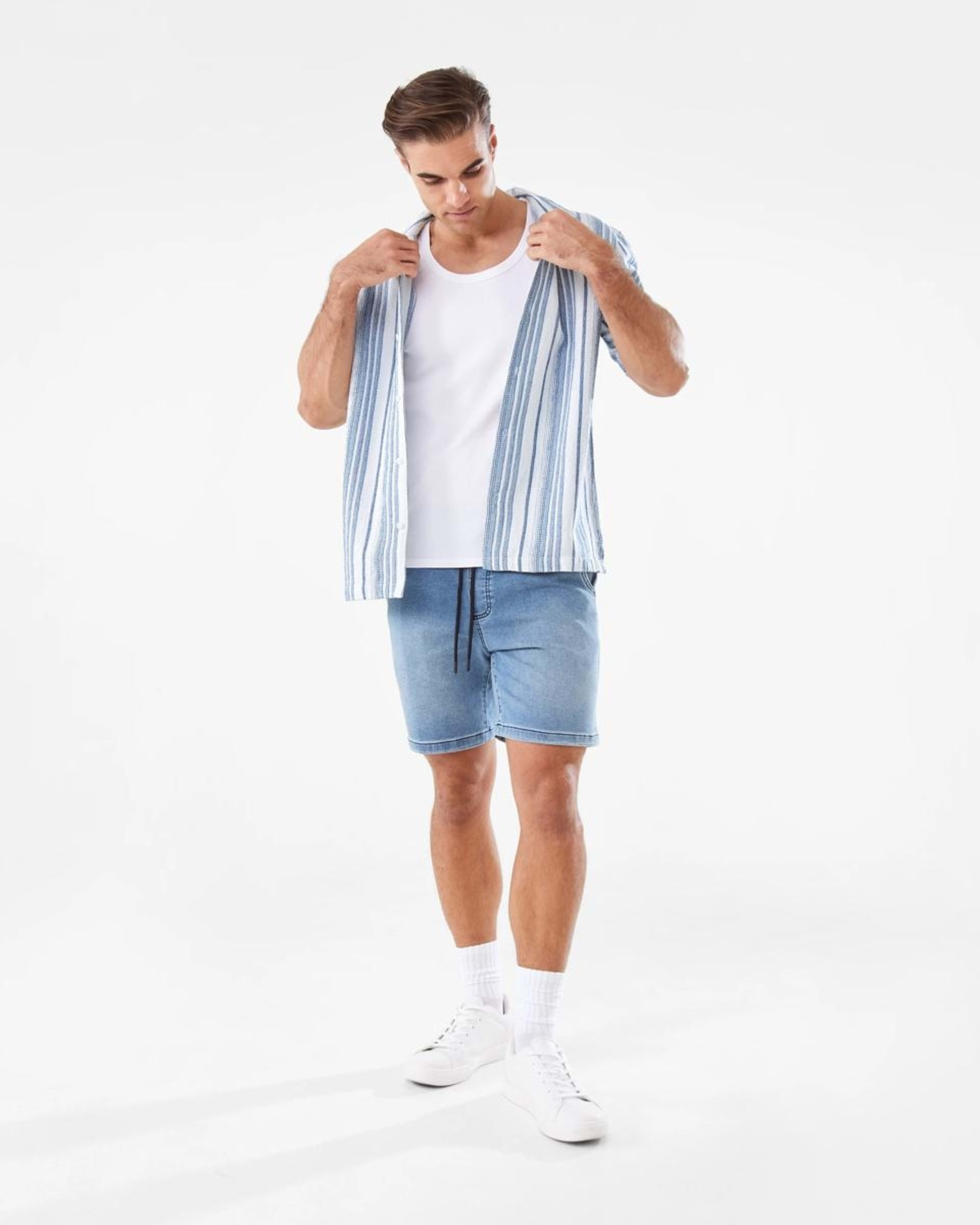 2 Short Sleeve Textured Stripe Shirt VAM STRIPE BLUE, 2 of 7