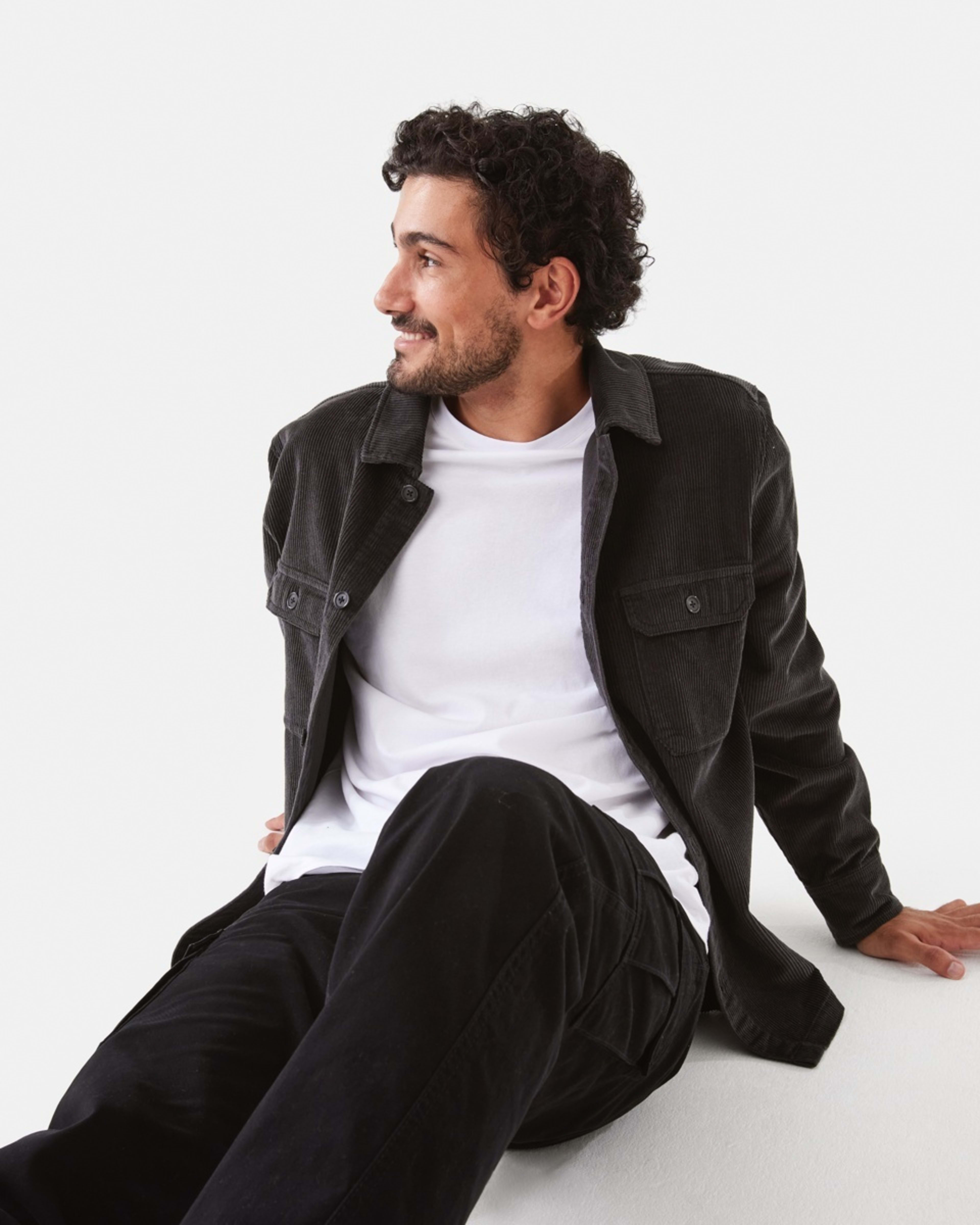 10 Long Sleeve Corduroy Overshirt Char Grey, 10 of 10