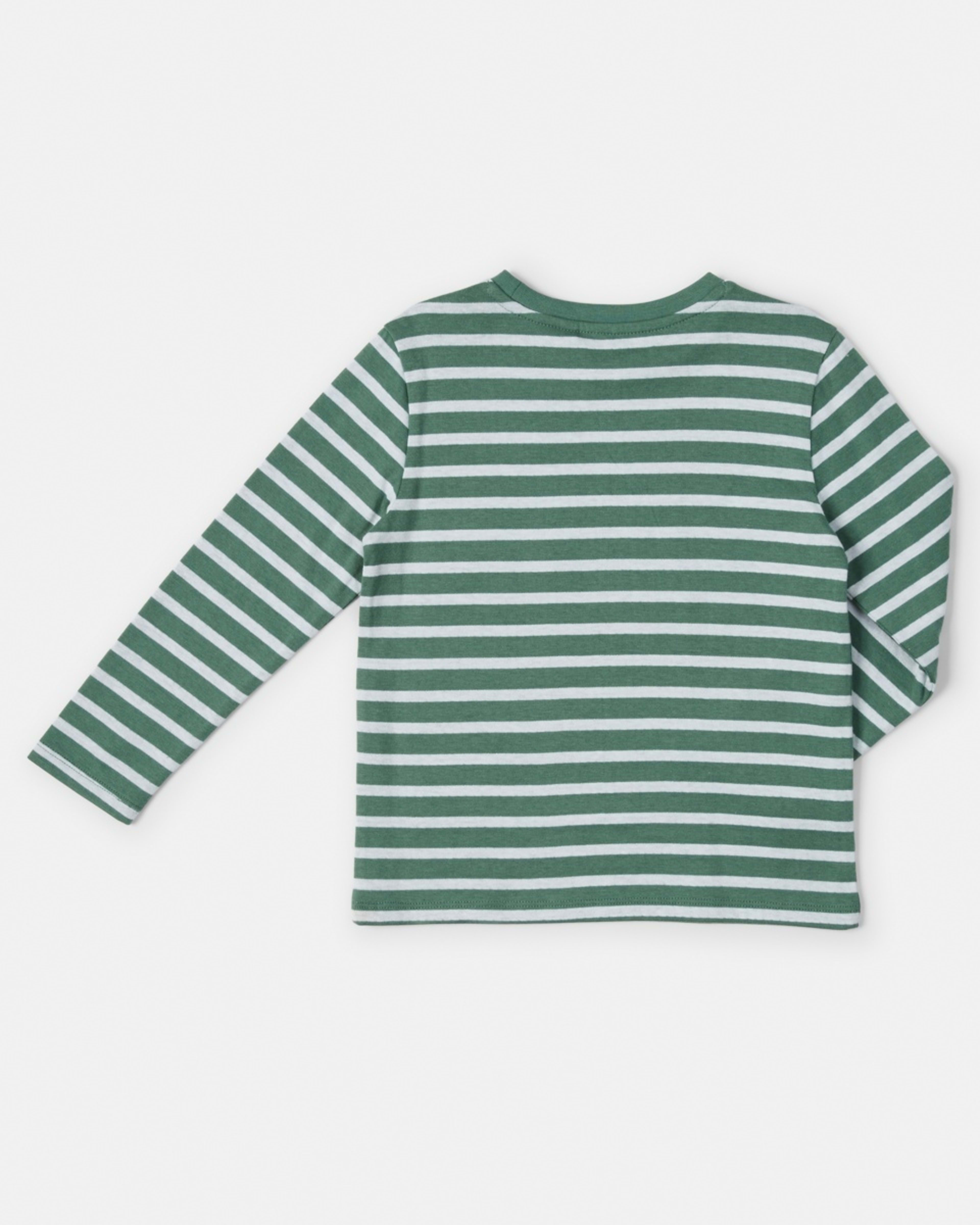 9 Double Cloth Stripe T-shirt Stripe Pine Green, 9 of 9