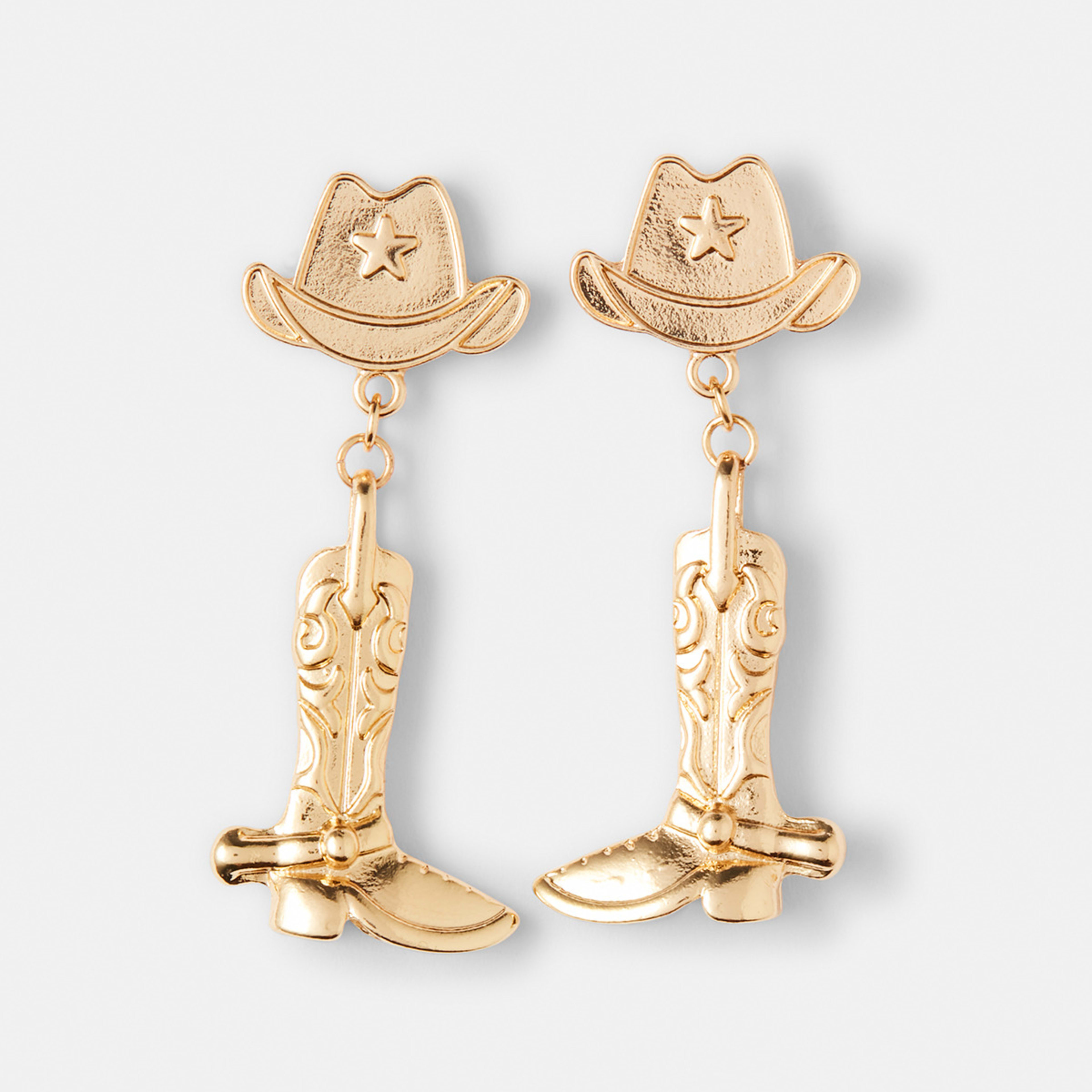 1 Cowgirl Boot Drop Earrings - Gold Tone, 1 of 5