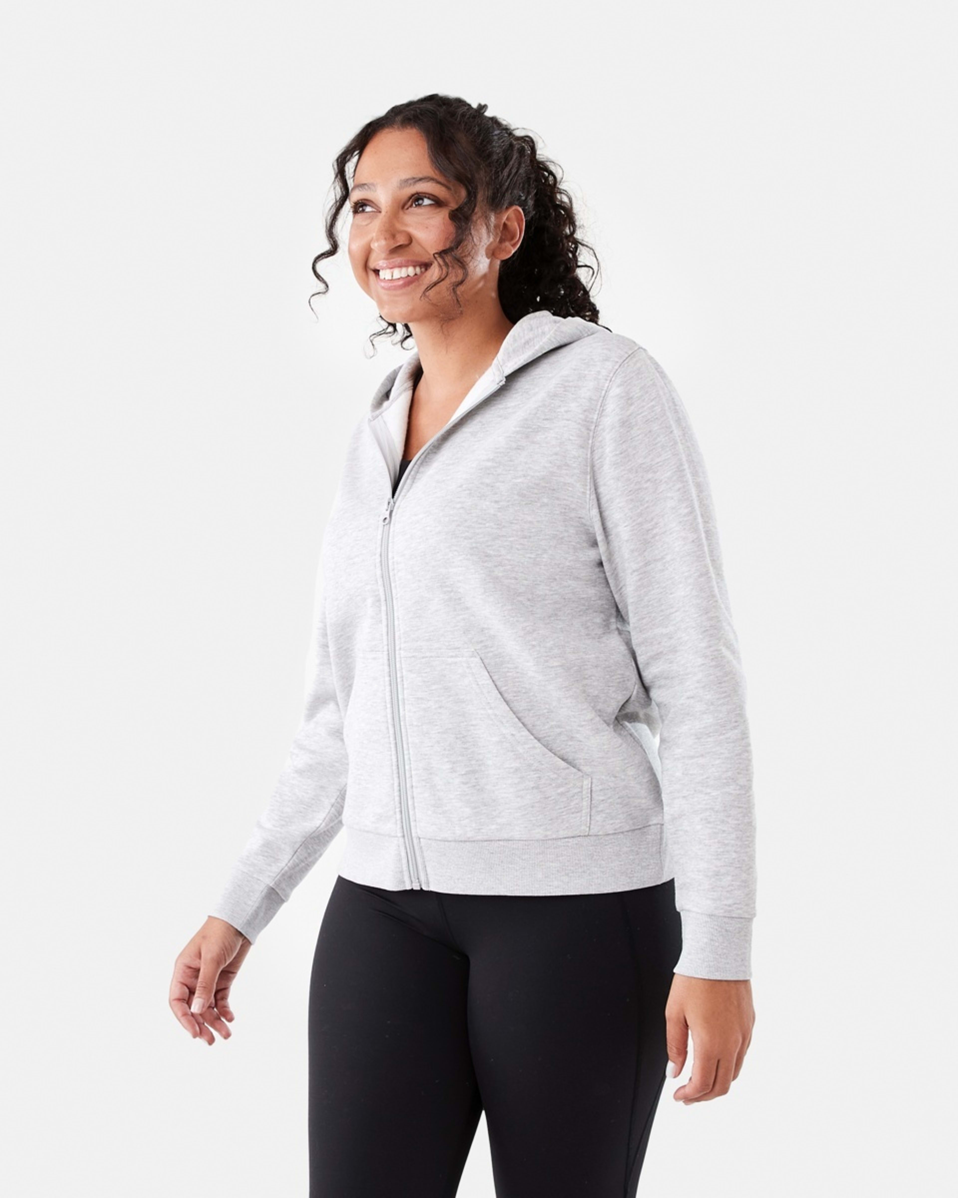 3 Active Womens Zip Through Hoodie SOFT GREY MARLE, 3 of 7