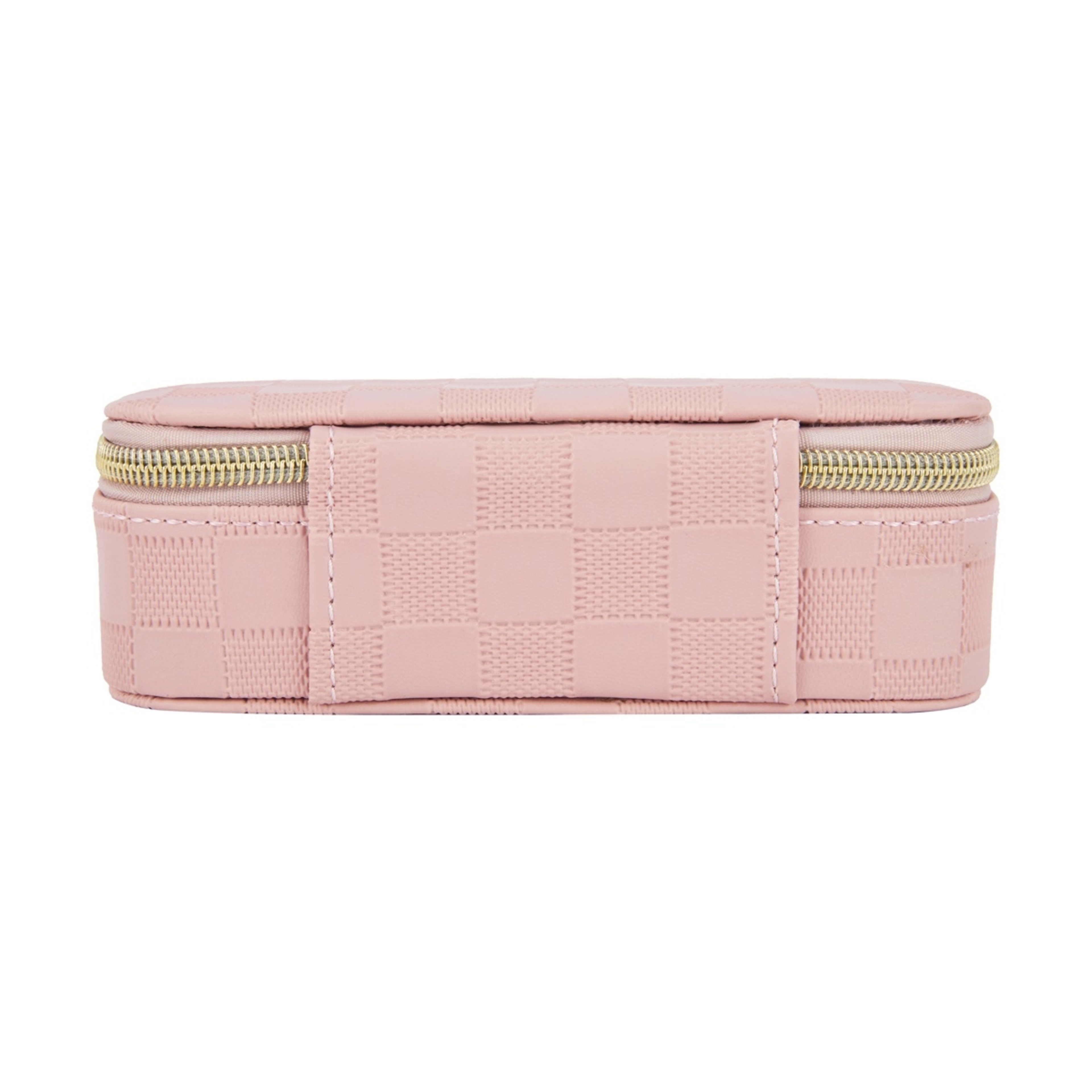 3 Pink Check Small Zip Jewellery Case, 3 of 7