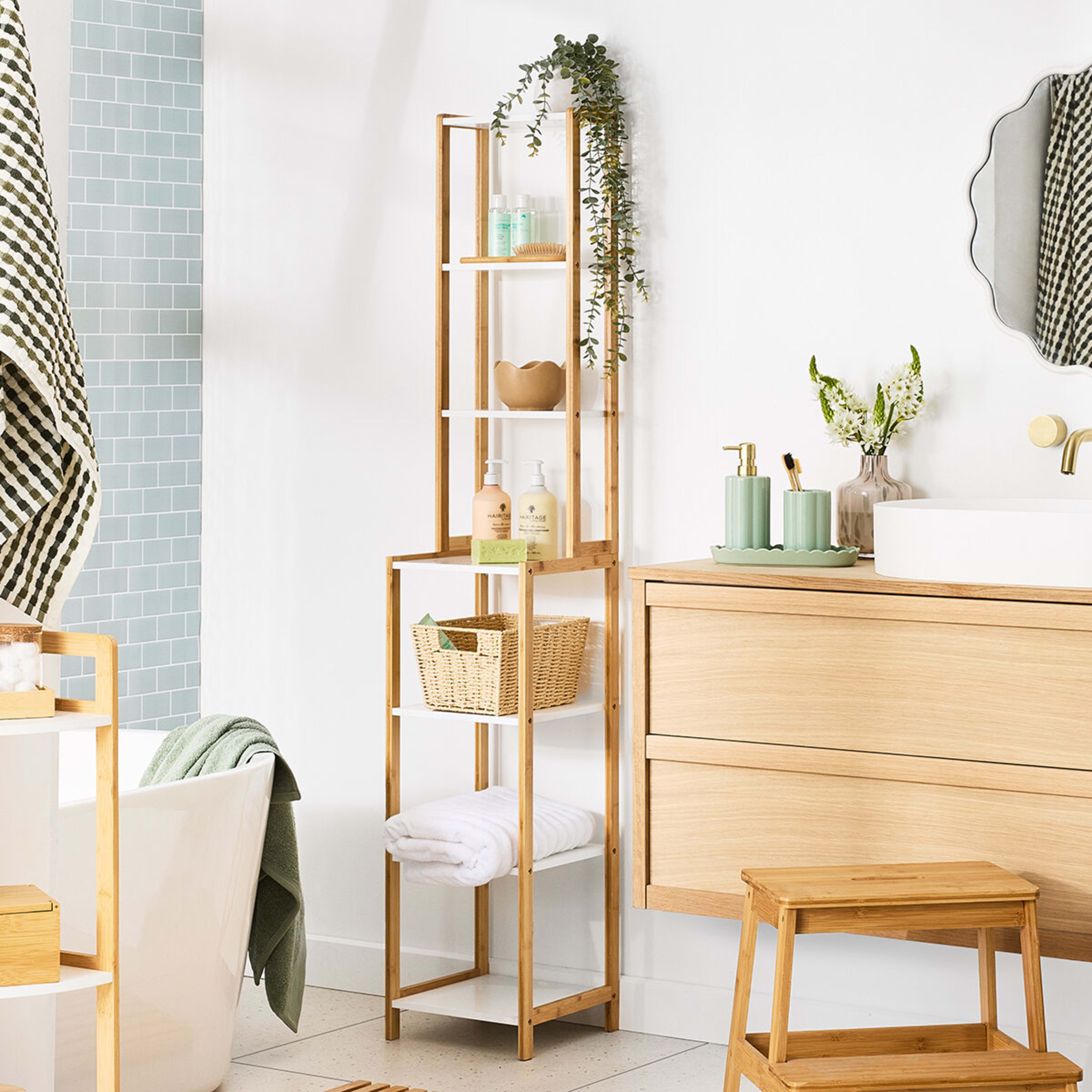 3 Bamboo and White 7 Tier Shelf, 3 of 10