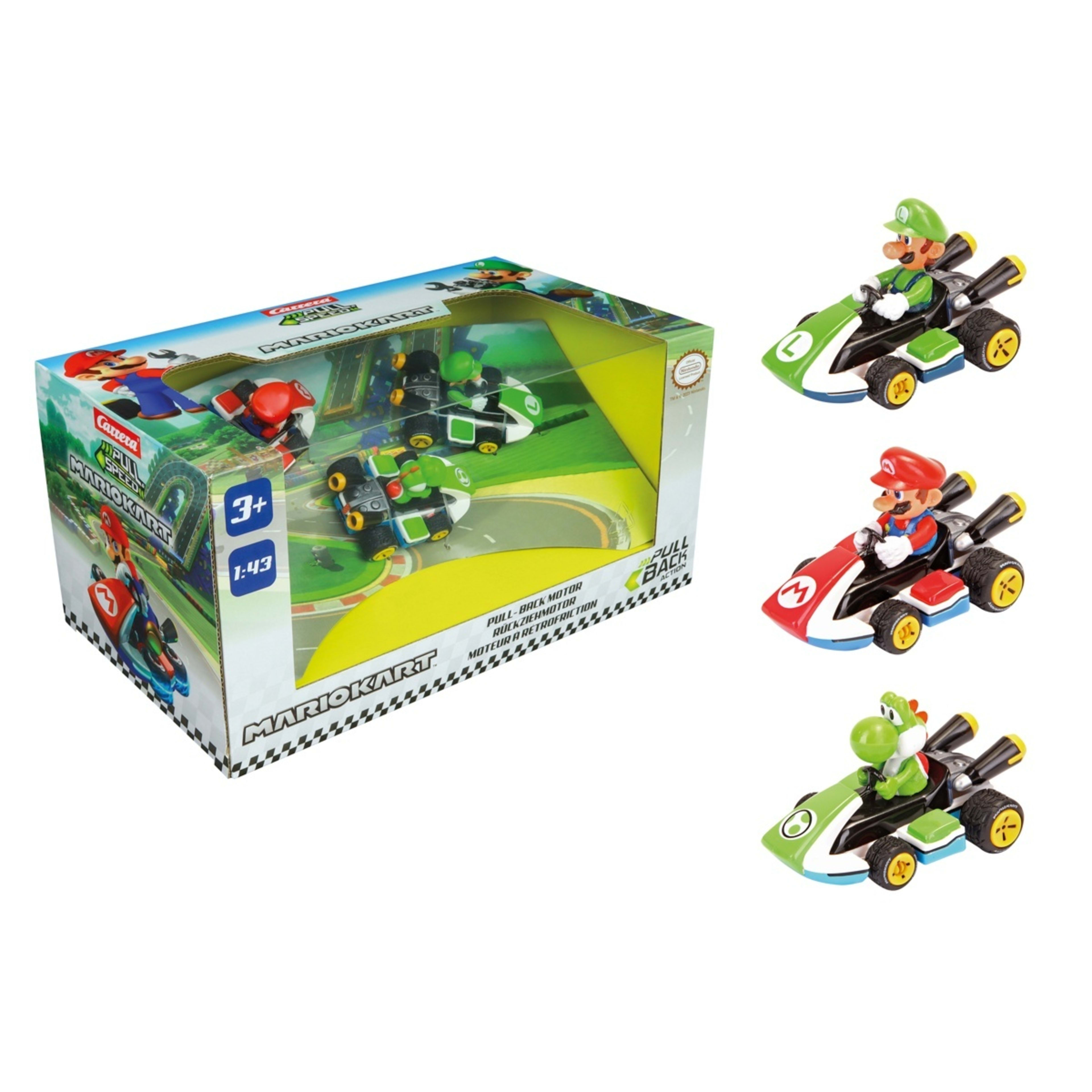 4 3 Pack Carrera Pull Speed MarioKart 1:43 Scale Vehicles, 4 of 5