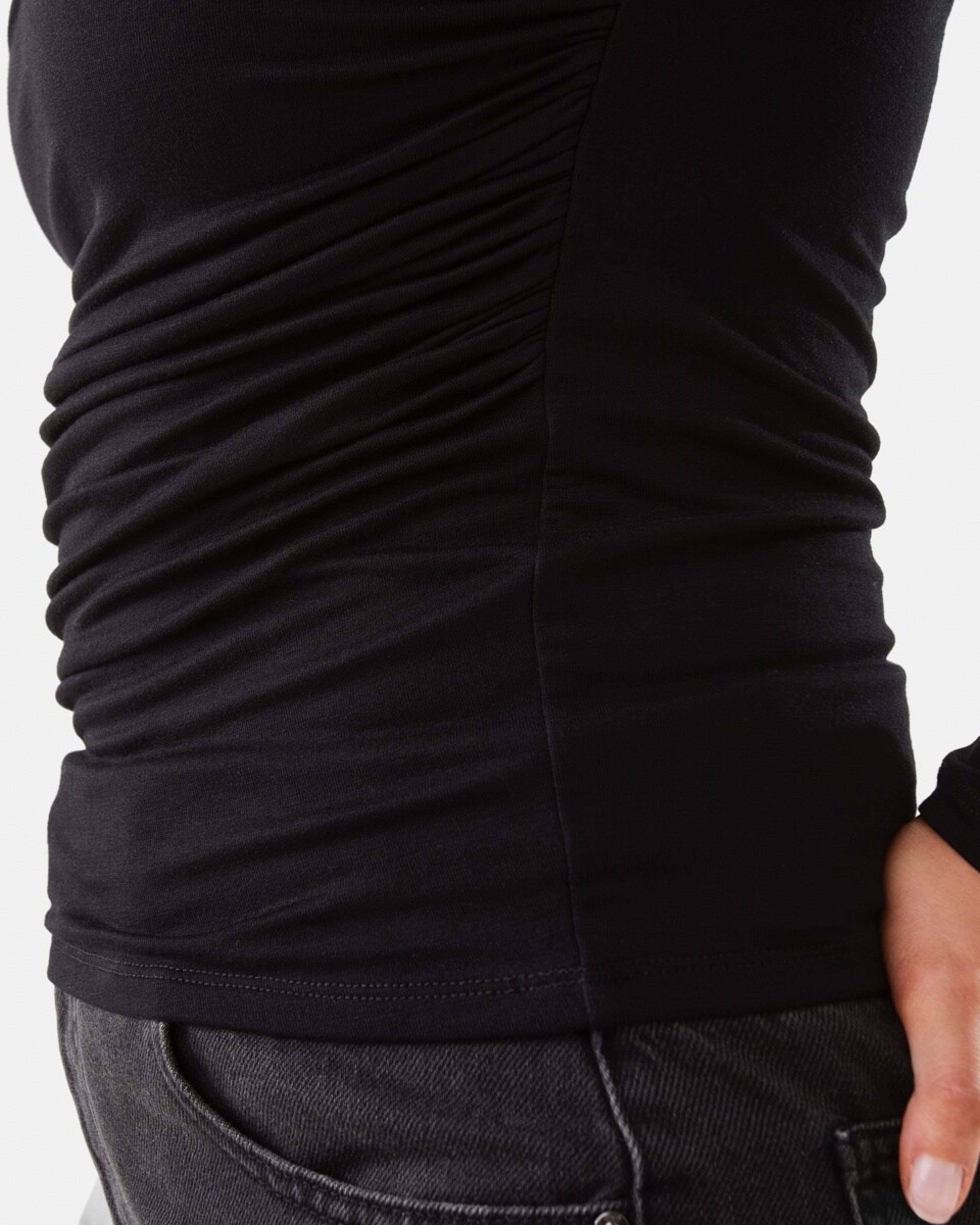 7 Long Sleeve Ruched Shoulder Top Black, 7 of 7
