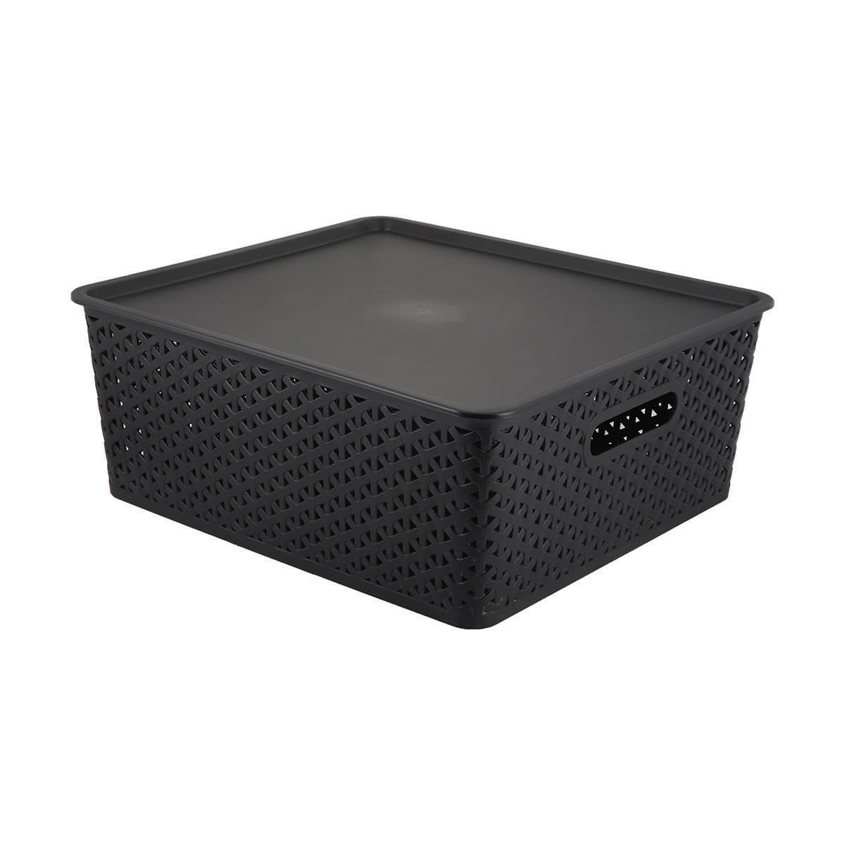 large flat storage box with lid