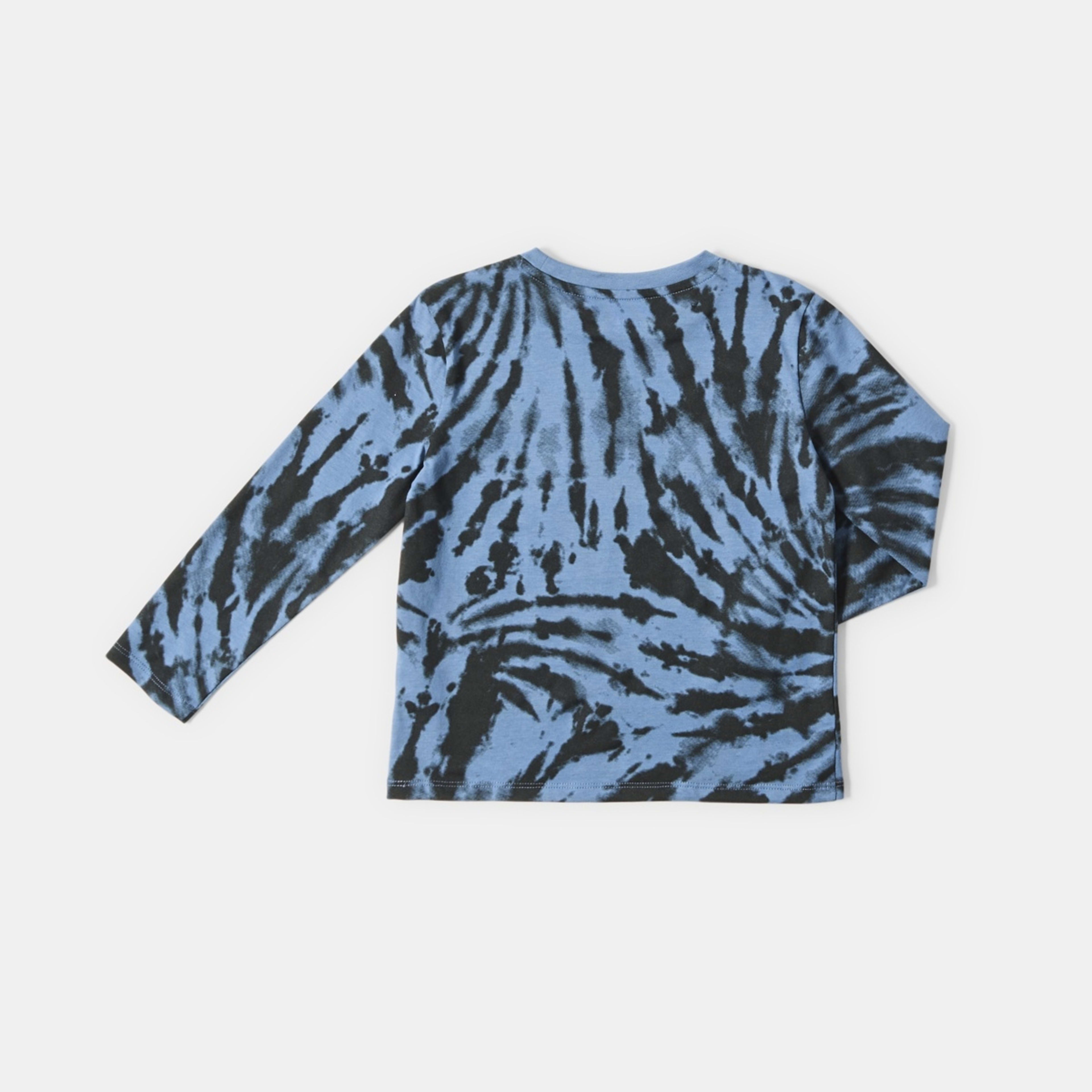 9 Long Sleeve Print T-shirt Wormhole Tie Dye Blue, 9 of 9