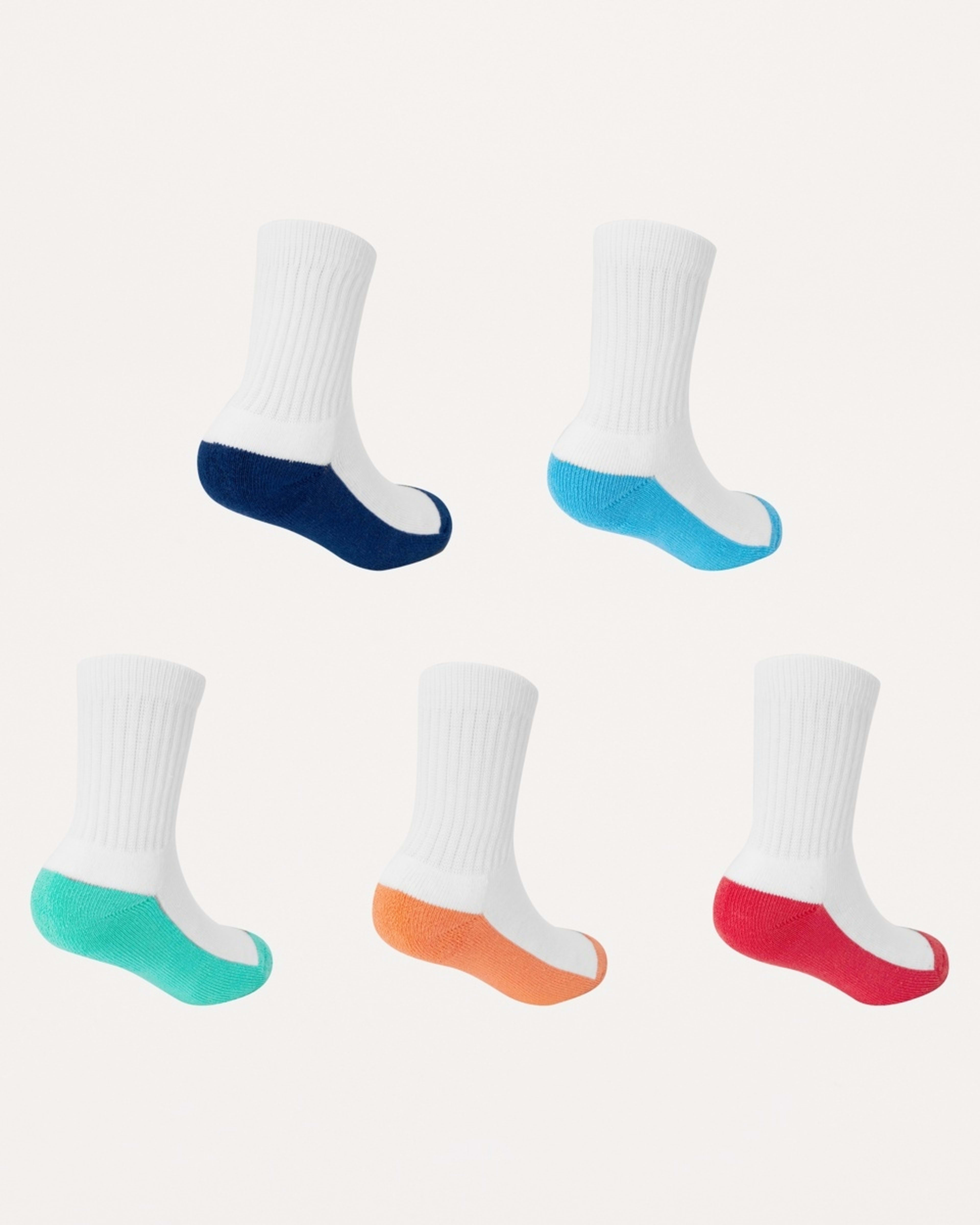 2 5 Pack Active Kids Sport Crew Socks WHITE RAINBOW, 2 of 3