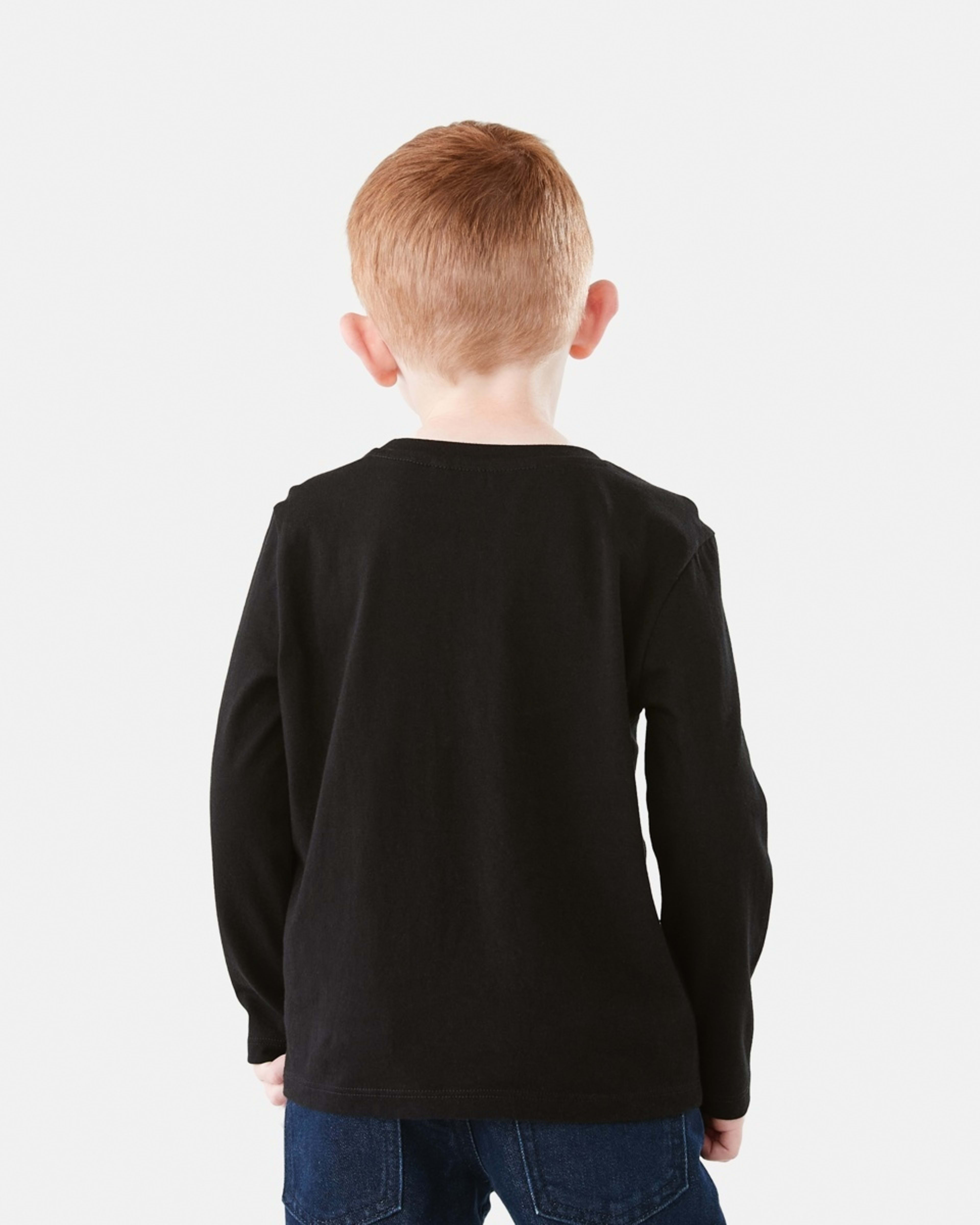 2 Long Sleeve Plain T-shirt Black, 2 of 8
